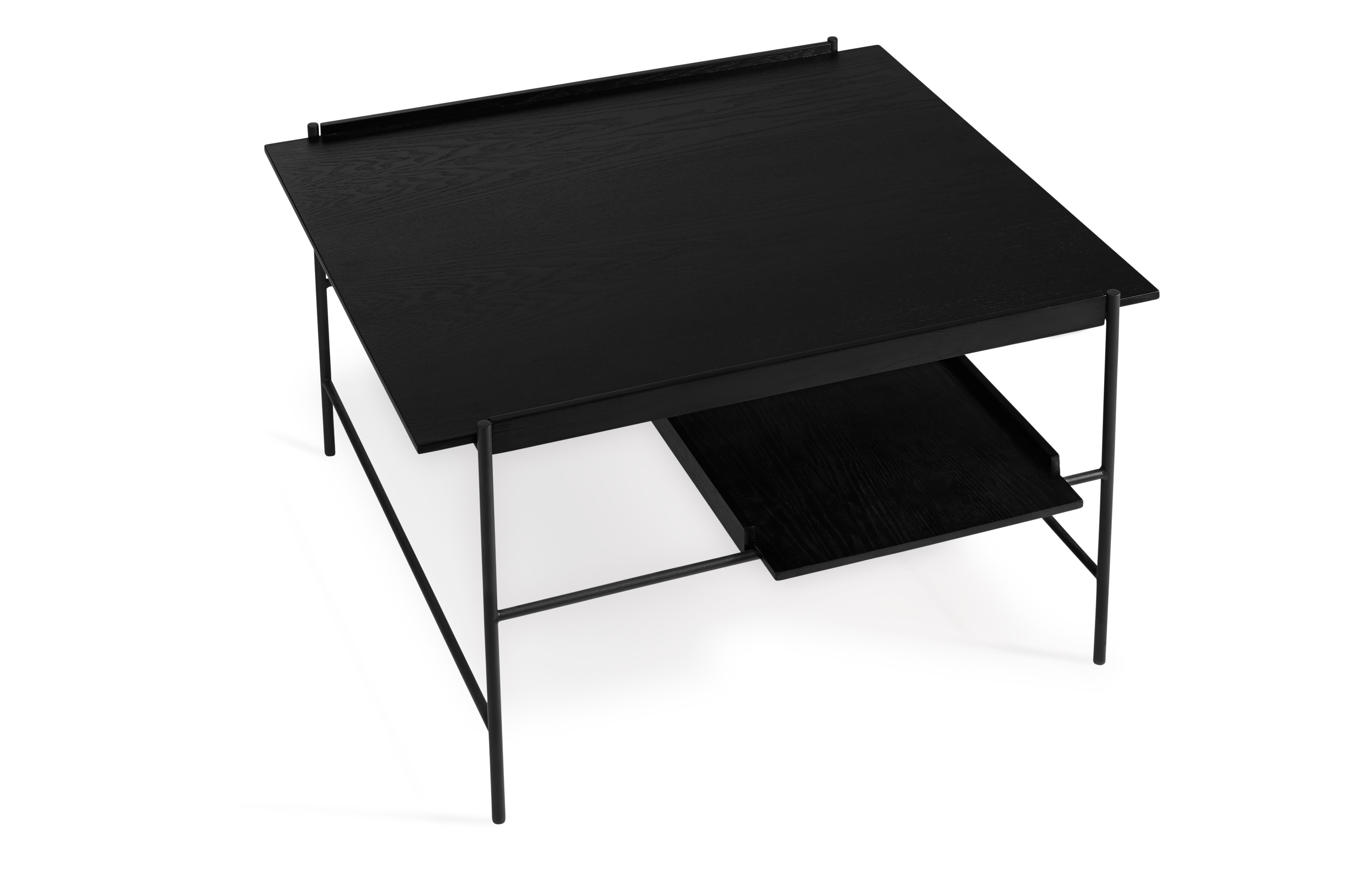 For Sale: Black Kanso Coffee Table in Wood and Steel 4