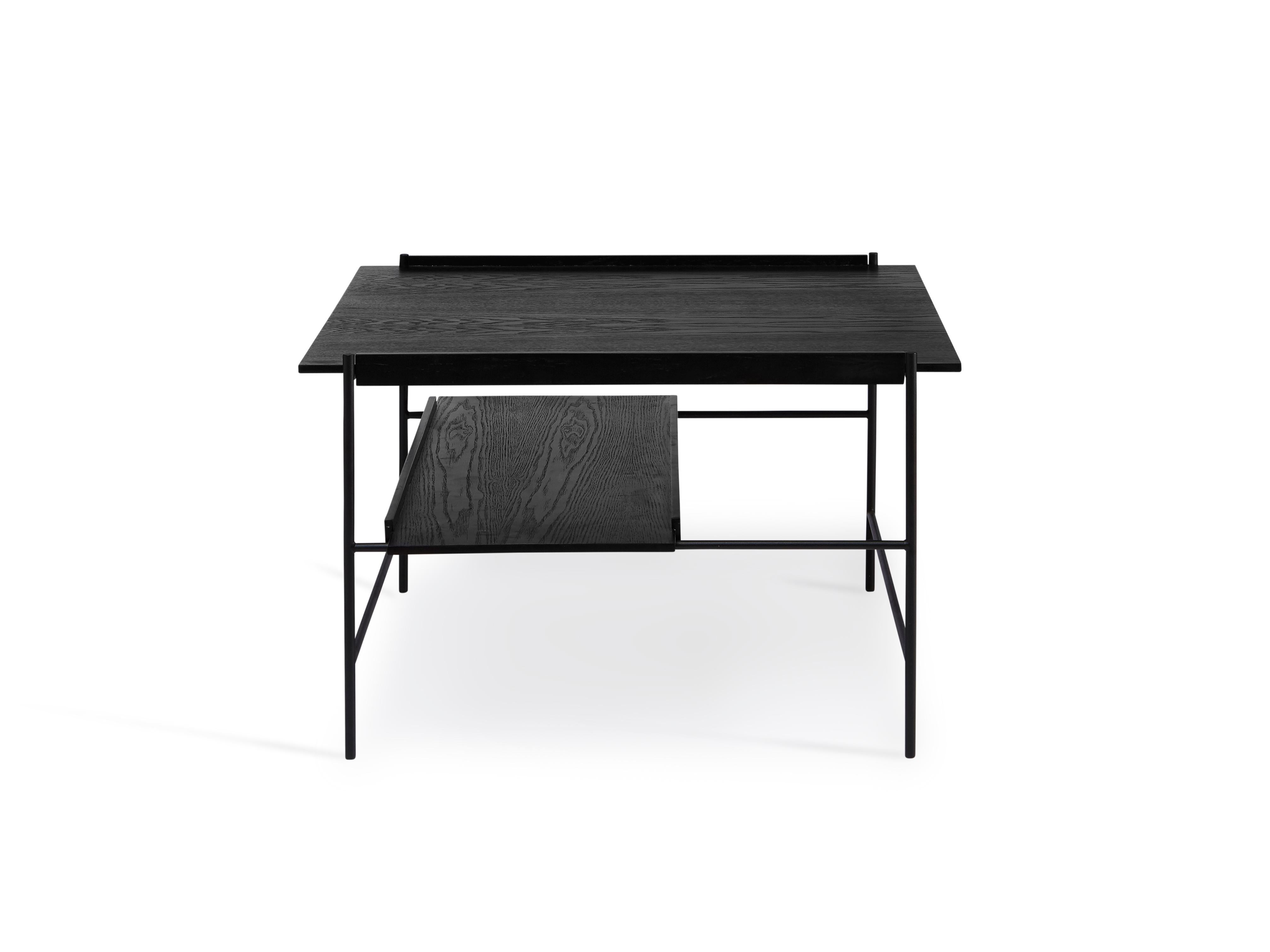 For Sale: Black Kanso Coffee Table in Wood and Steel 5