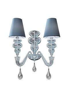 Ran Round 7159 Wall Sconce in Glass with Light Blue Shade, by Barovier&Toso
