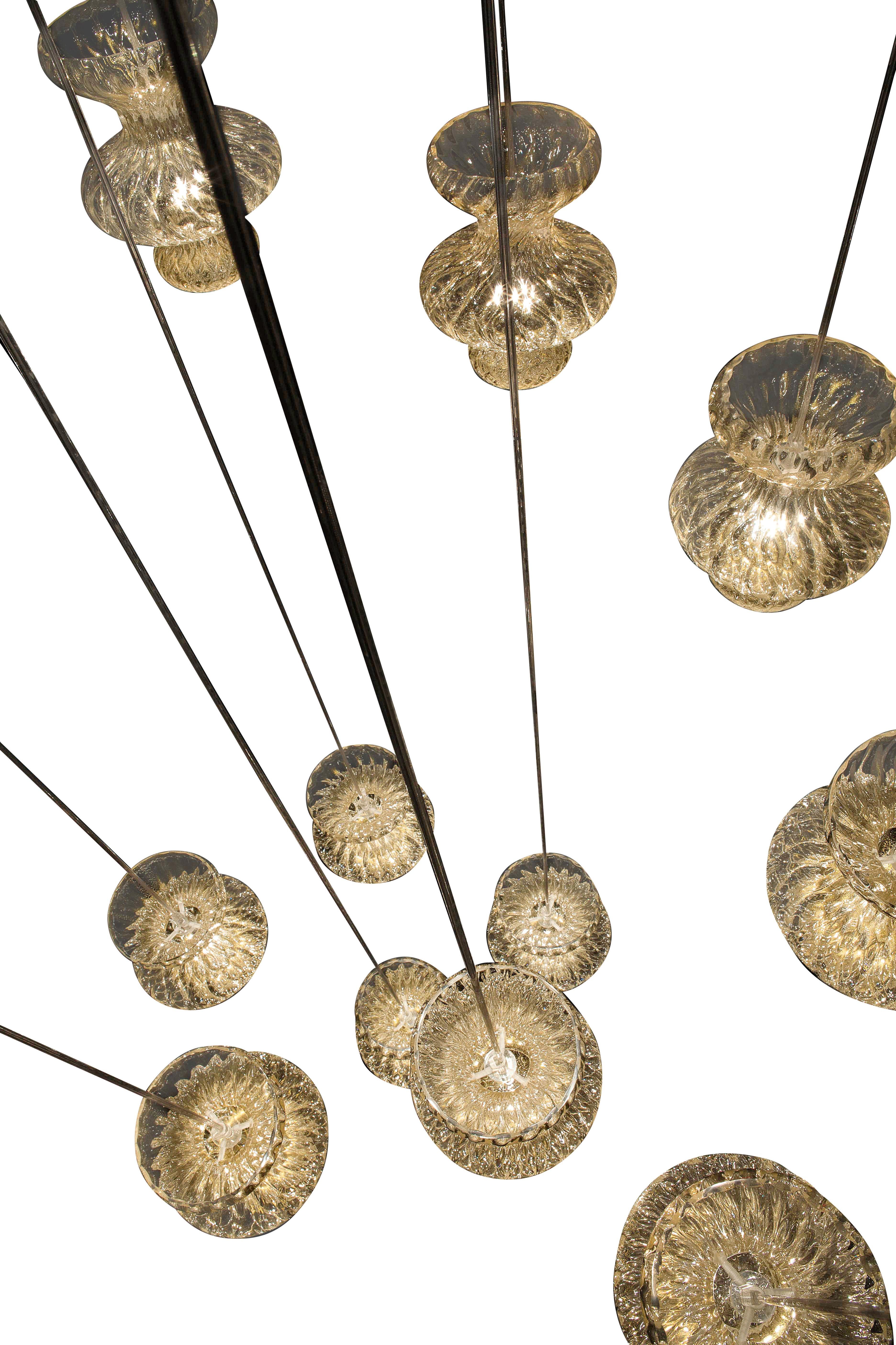 Gold (Gold_OO) Spinn 7219 Suspension Lamp in Glass and Polished Chrome, by Barovier&Toso 3