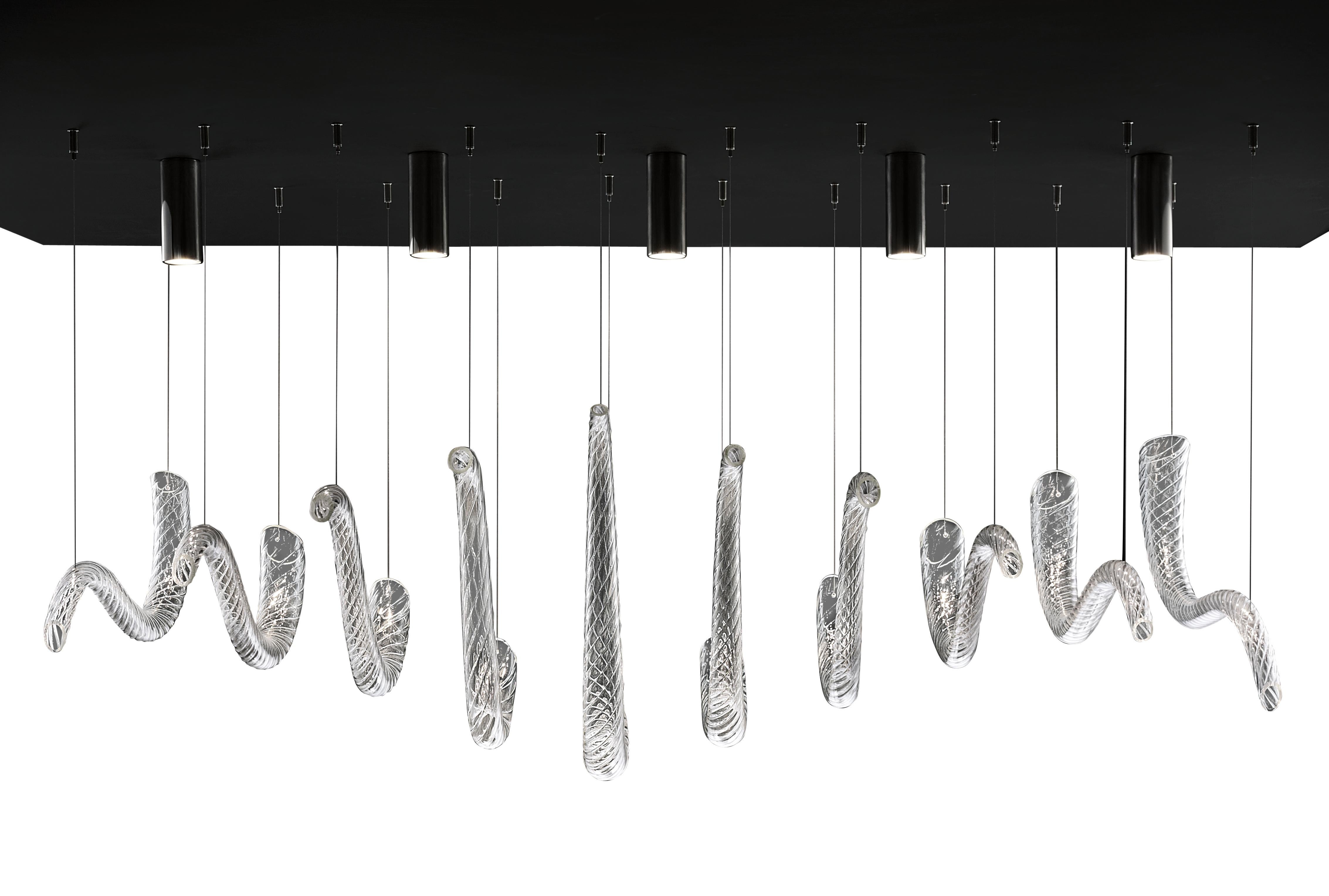 Clear (Crystal_CC) Swing7330 Suspension Lamp in Glass with Polished Chrome Finish, by Barovier&Toso 4