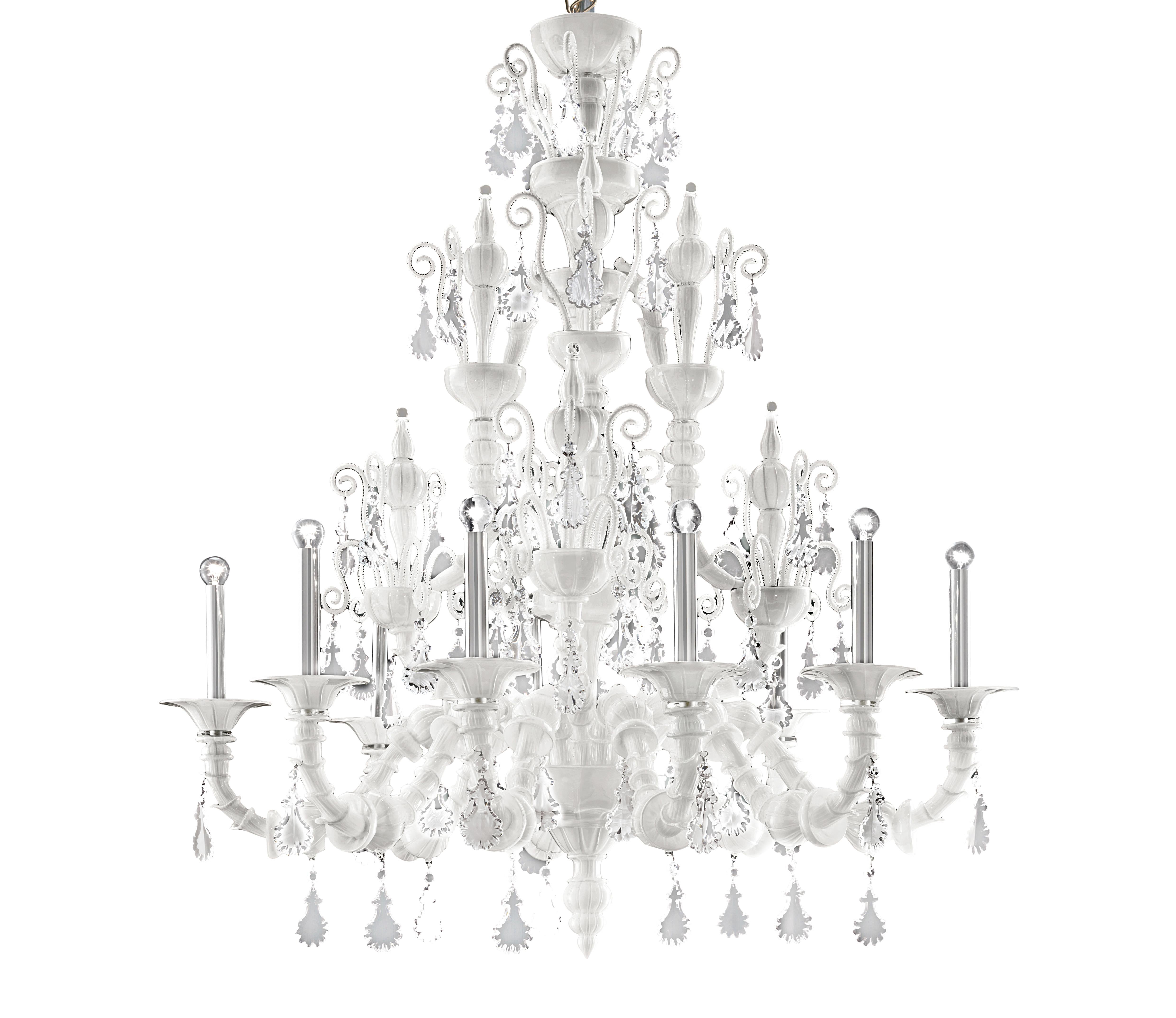 White (White_BB) Taif 5350 09 Chandelier in Glass with Chrome, by Barovier&Toso