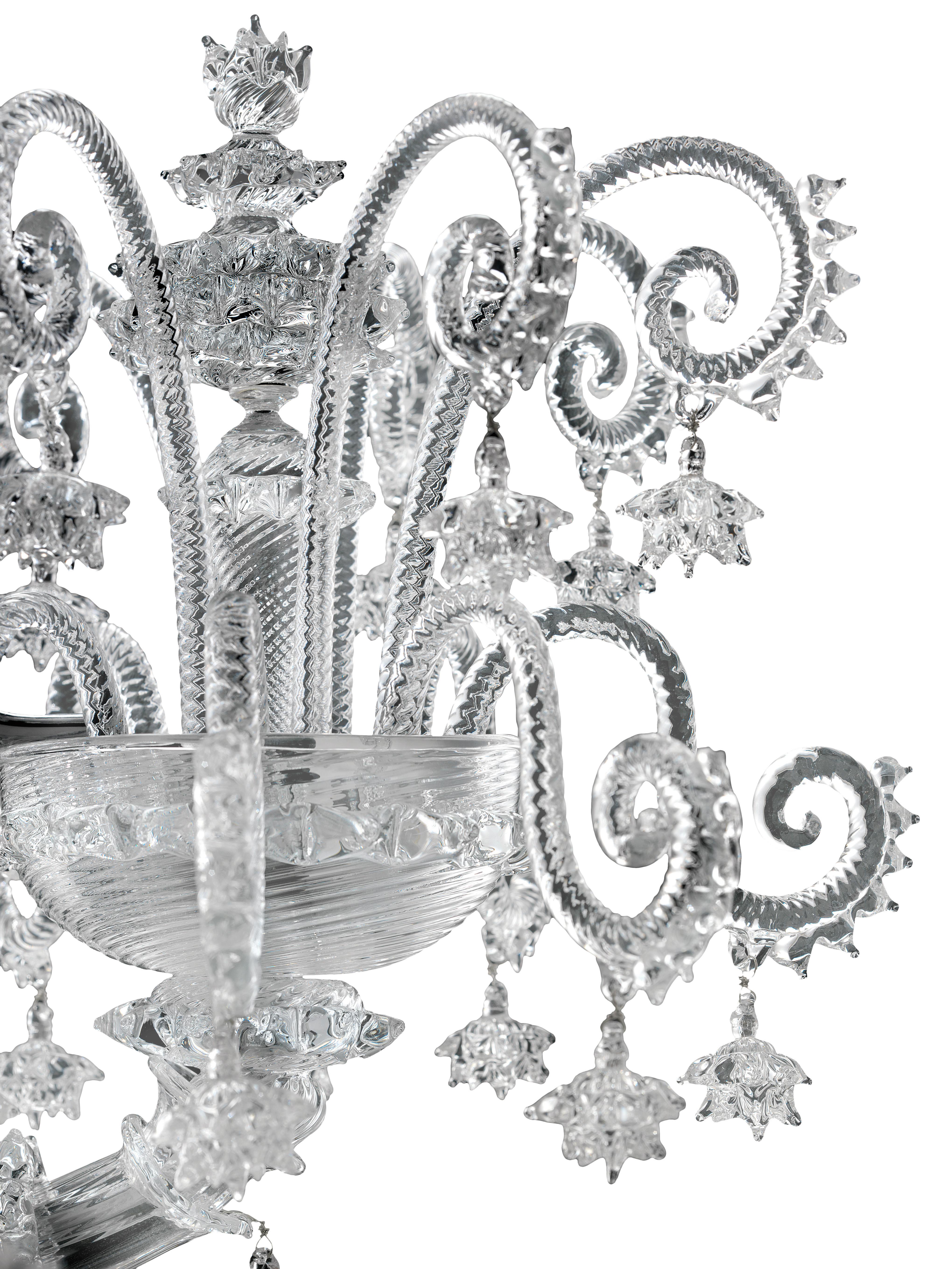 Clear (Crystal_CC) Venezia 1295 5715 12 Chandelier in Glass, by Barovier&Toso 3