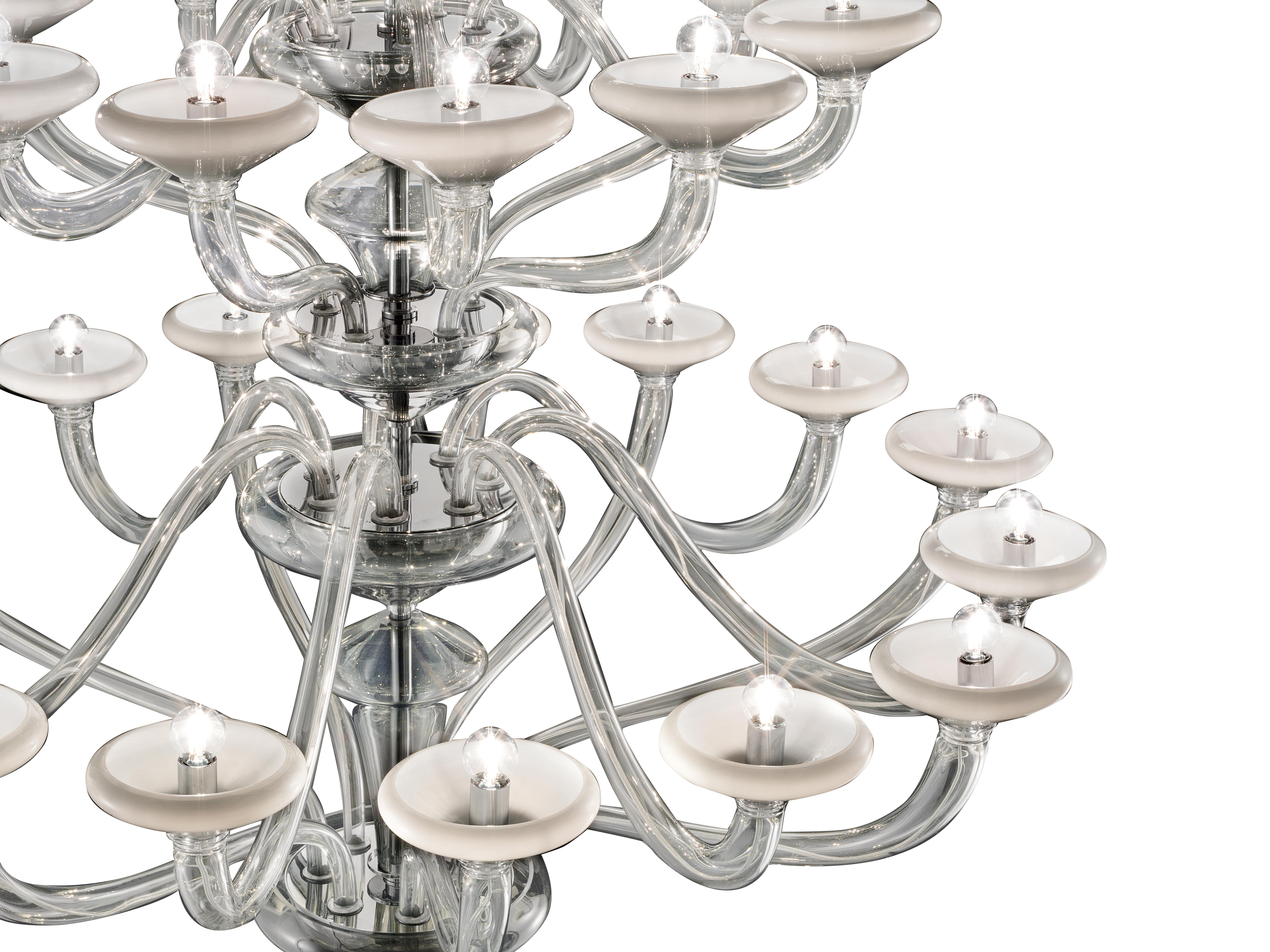 Clear (Crystal White_BC) Windsor 5676 24 Chandelier in Glass, by Barovier&Toso