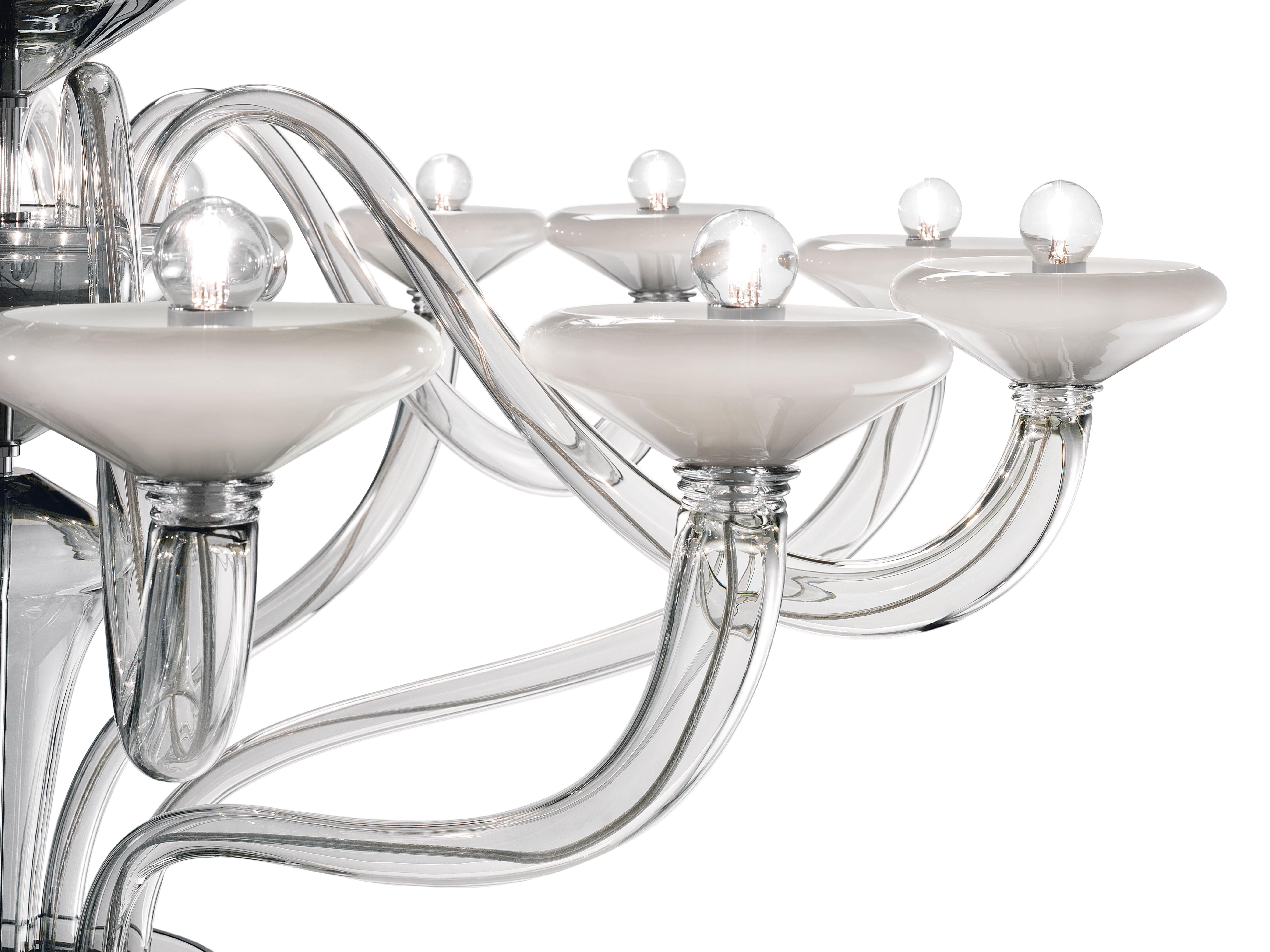 Gray (Grey White_IN) Windsor 5676 24 Chandelier in Glass, by Barovier&Toso 2
