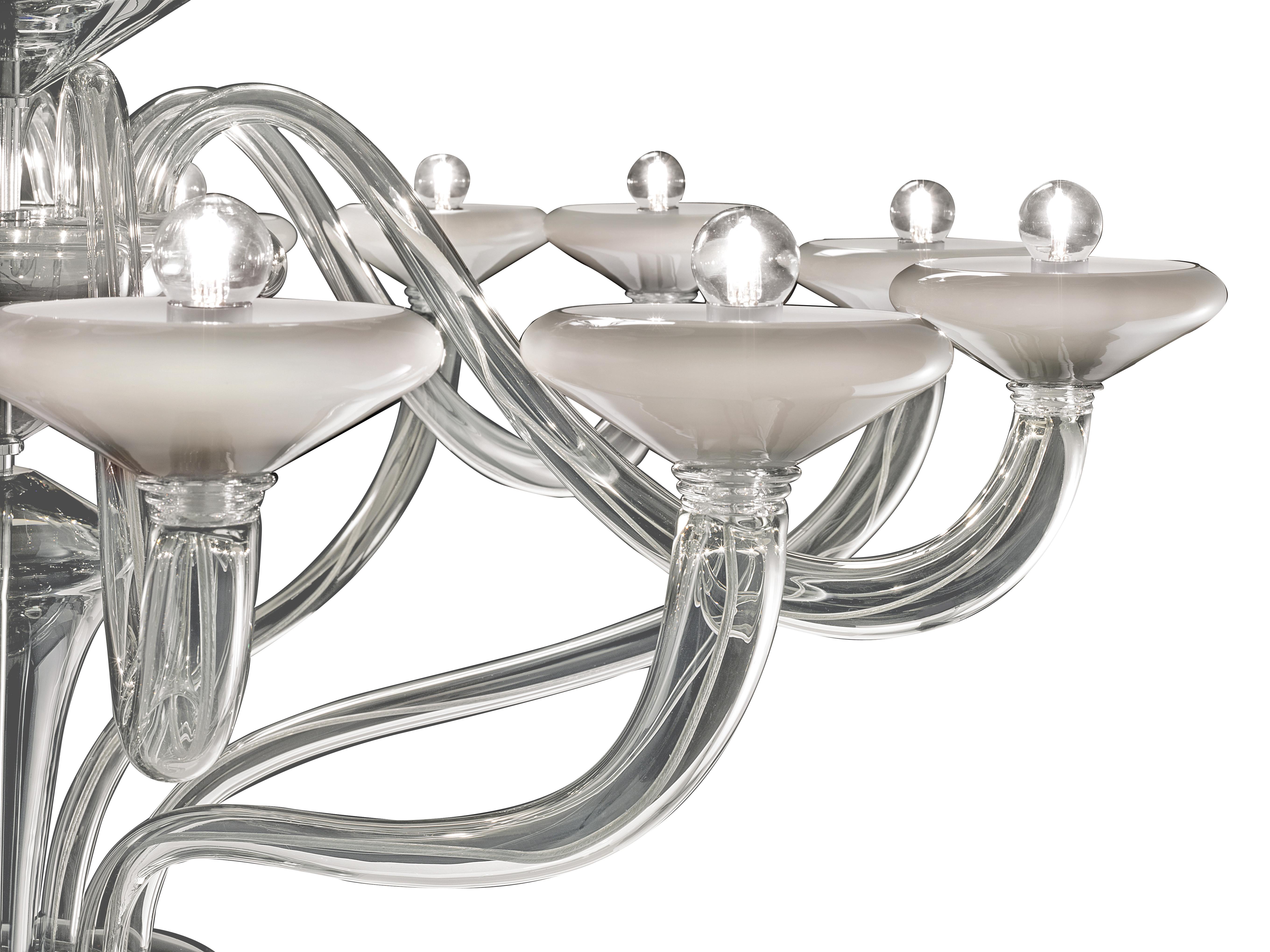 Gray (Grey White_IN) Windsor 5676 24 Chandelier in Glass, by Barovier&Toso 5