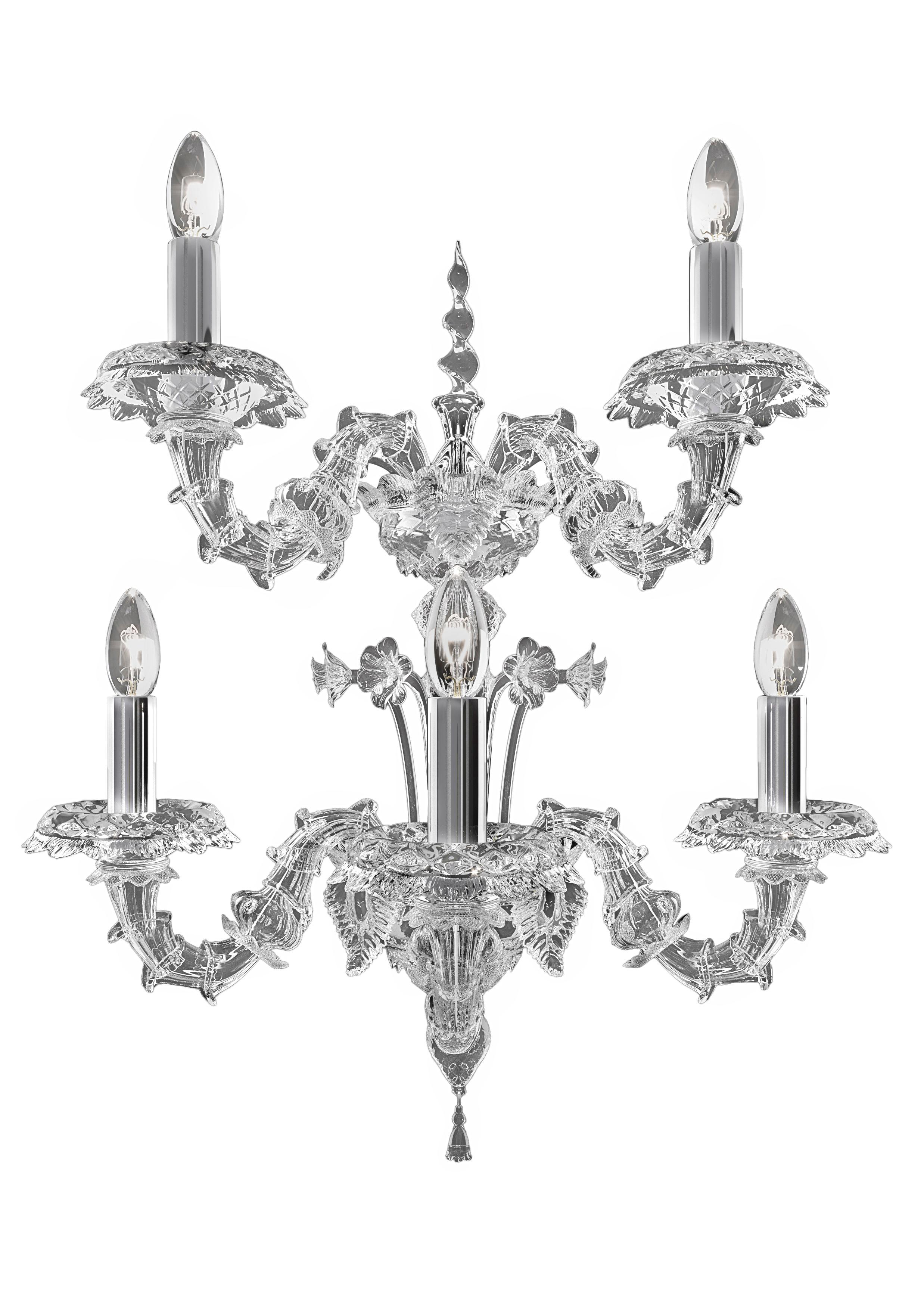 Clear (Crystal_CC) 4604 05 Wall Sconce in Murano Glass, by Barovier&Toso