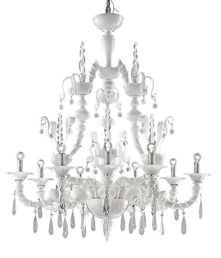 For Sale: White (White_BB) Dhamar 5596 09 Chandelier in Glass, by Barovier&Toso