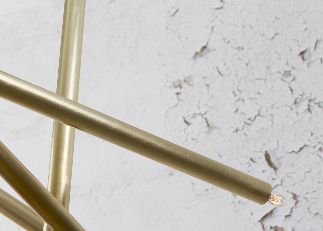 For Sale: Gold (Burnished Brass) 5-Stick Vertical Chandelier in Brass by Cam Crockford 3