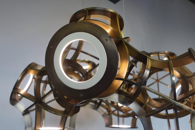 Customizable Halo Pendant Light in Brass by Cam Crockford For Sale at