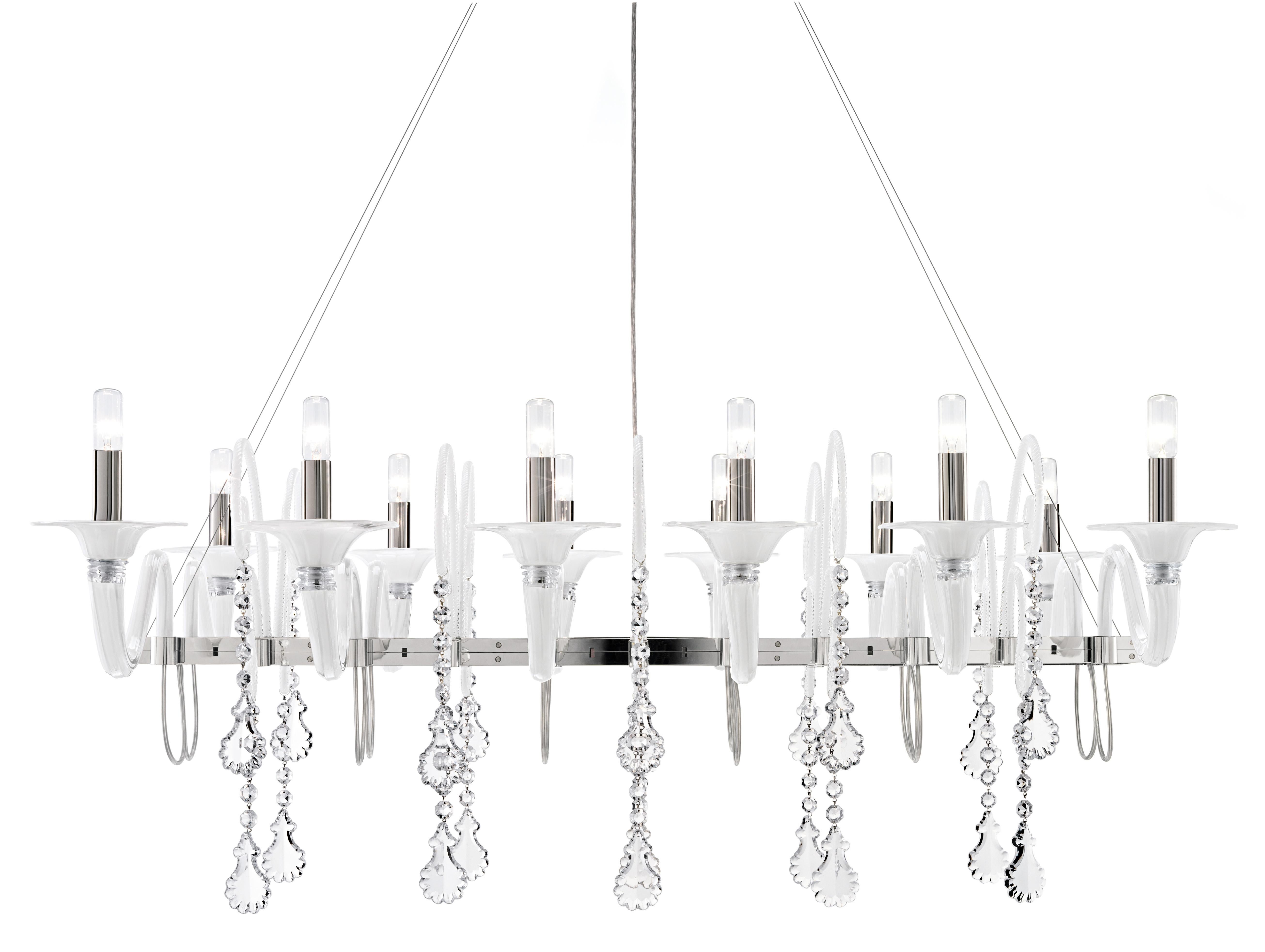 White (White_BB) Mood Taif 7023 Chandelier in Glass, by Franco Raggi