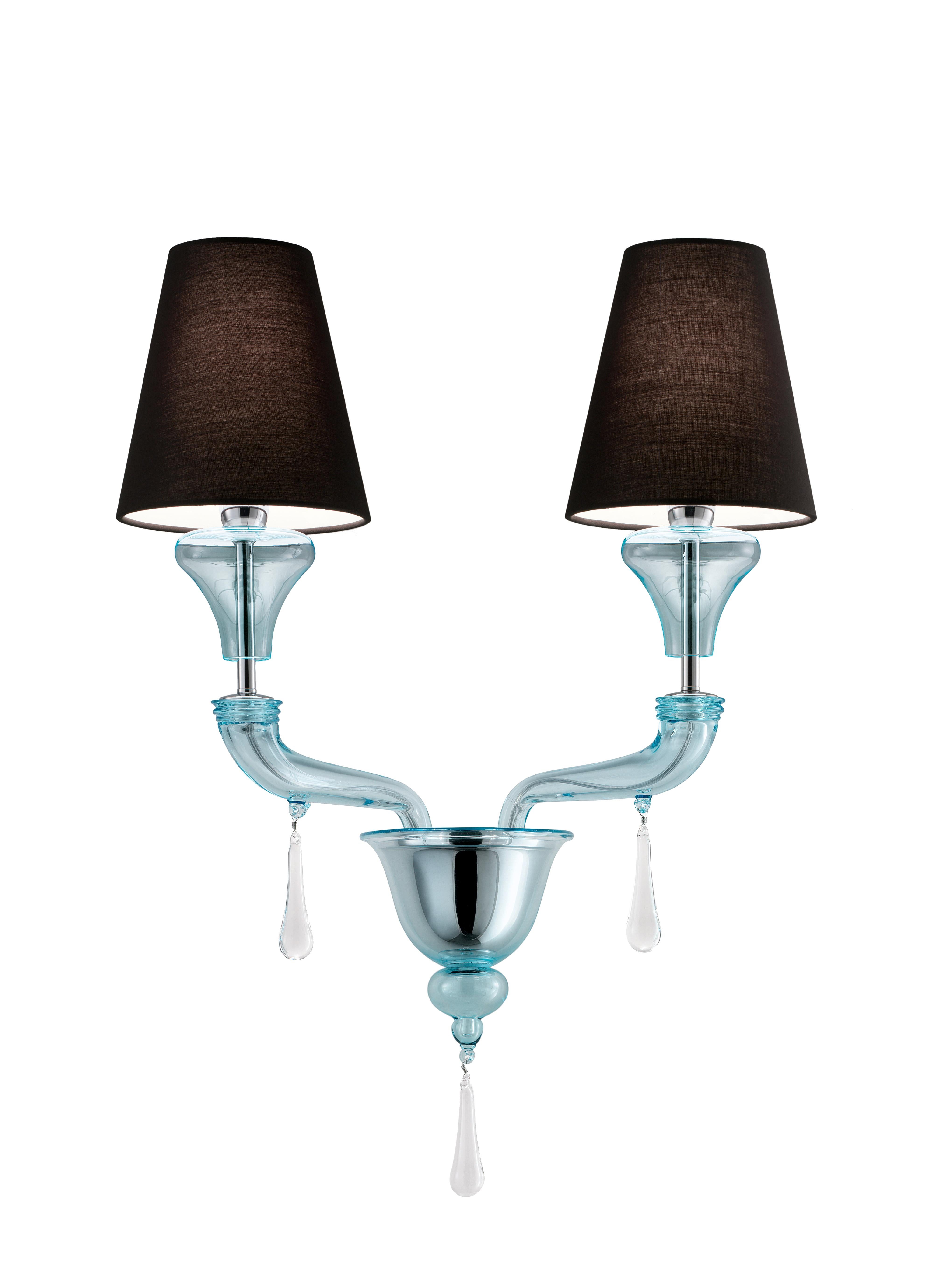 Blue (Aquamarine_AQ) Nevada 5549 02 Wall Scone in Glass with Black Shade, by Barovier&Toso