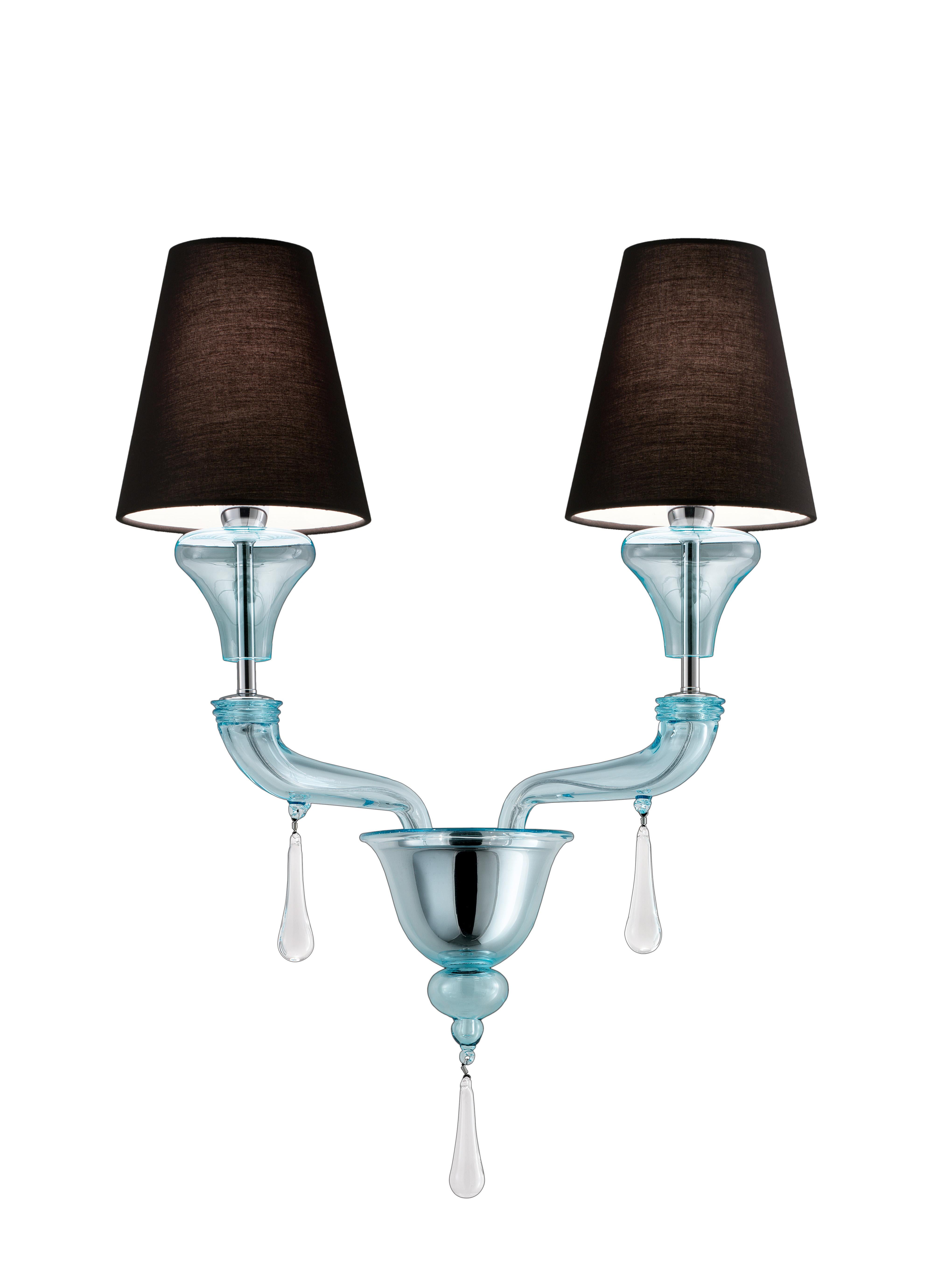 Blue (Aquamarine_AQ) Nevada 5549 02 Wall Scone in Glass with Black Shade, by Barovier&Toso 2