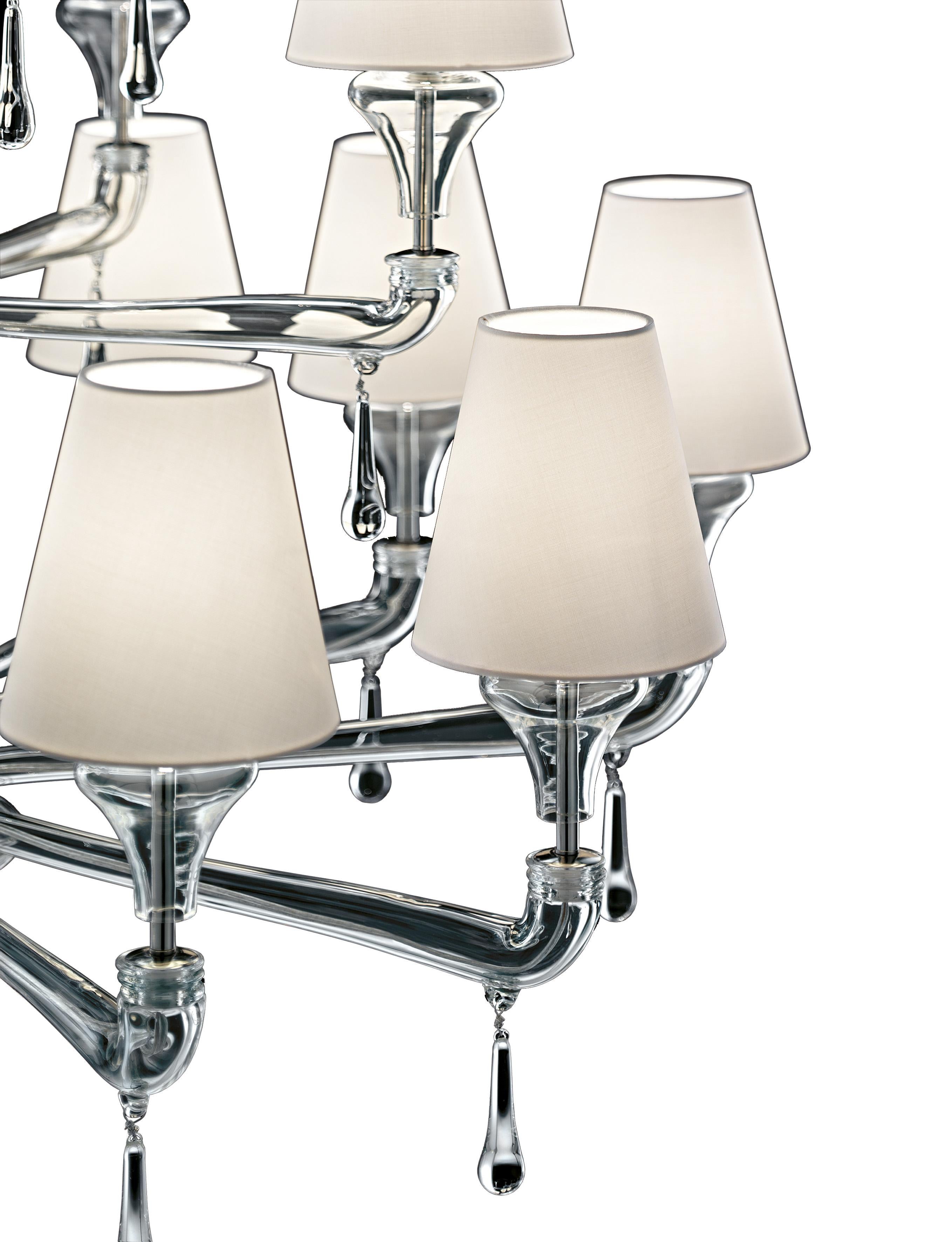 Clear (Crystal_CC) Nevada 5549 24 Chandelier in Glass with White Shade, by Barovier&Toso 2