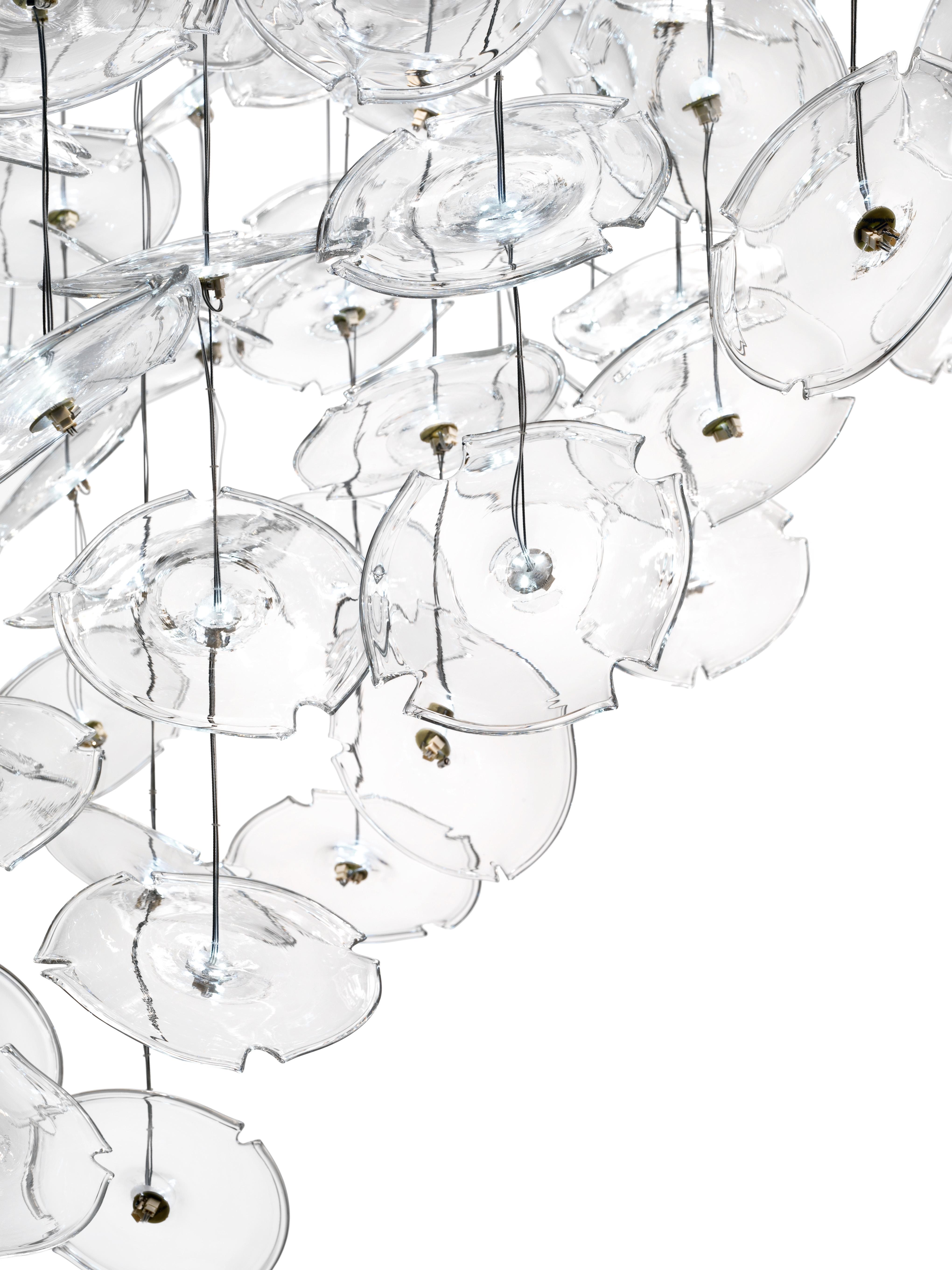 Clear (Crystal_CC) Exagon 7128 Suspension Lamp in Glass with Polished Chrome, by Barovier&Toso 2