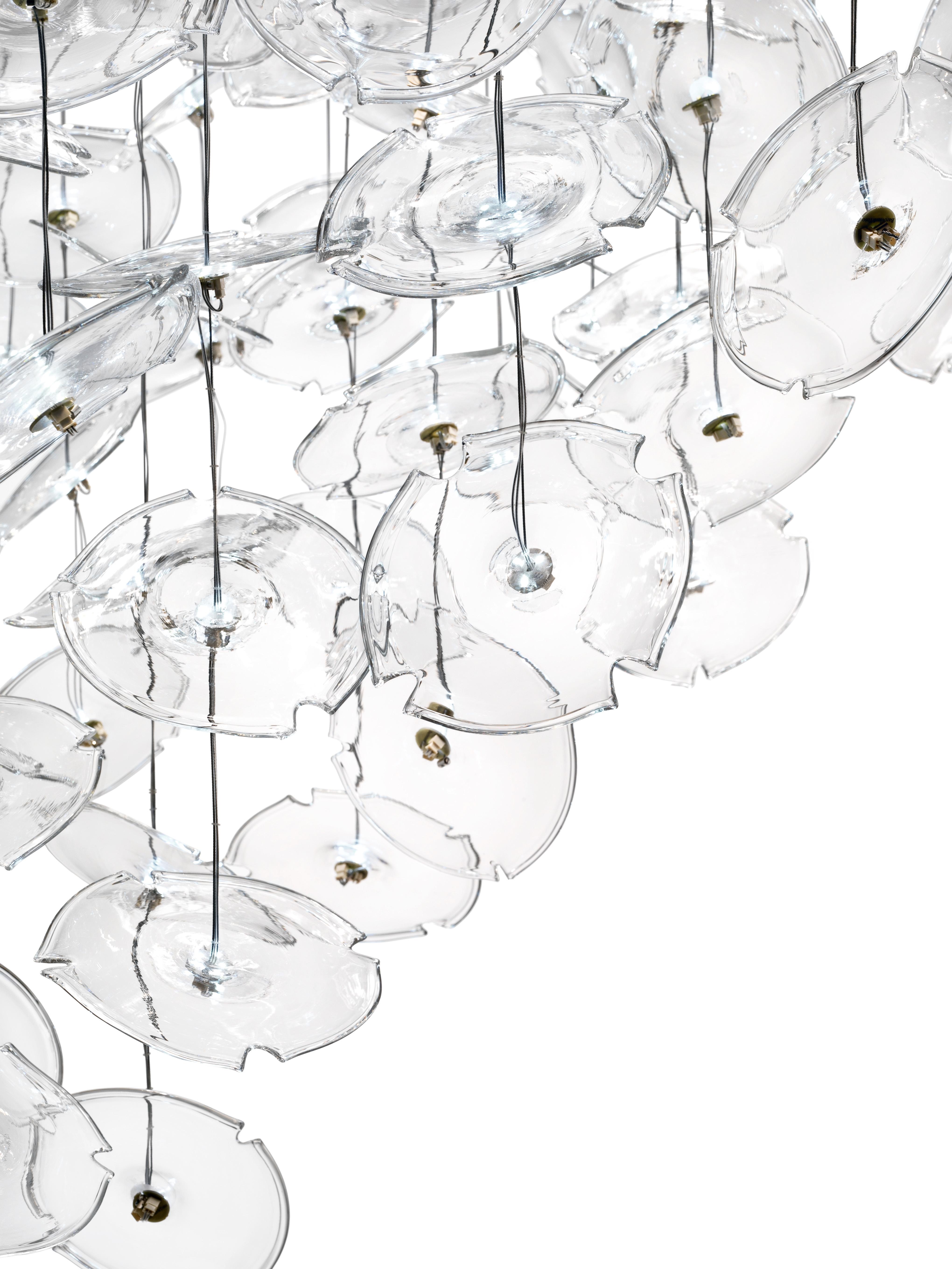 Clear (Crystal_CC) Lampe à suspension Exagon 7128 en verre avec chrome poli, par Barovier&Toso 2