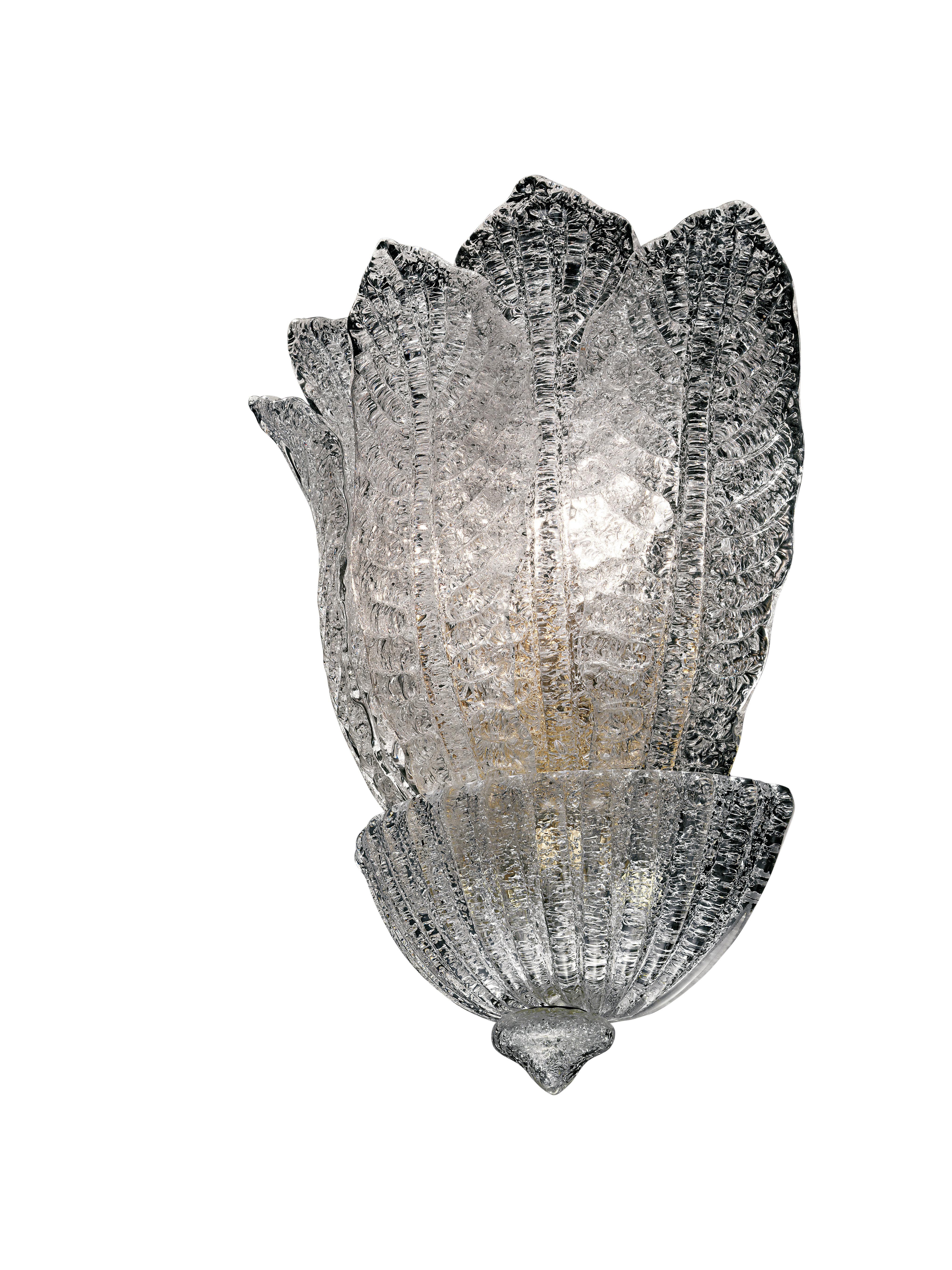 Clear (Crystal Rugiada_CR) Excelsior 5362 Wall Sconce in Glass with Galvanized Gold Finish, by Barovier 2