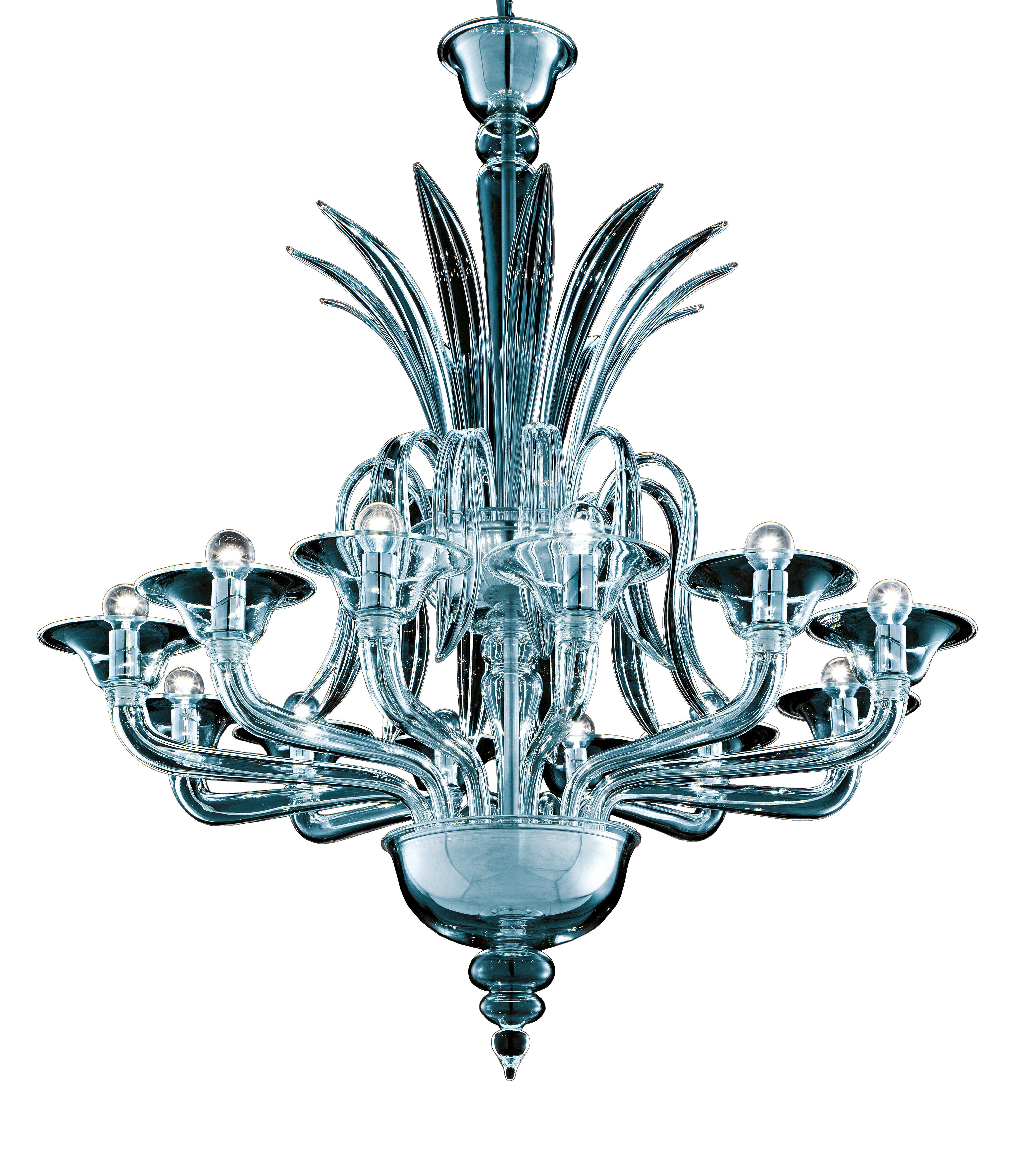 Blue (Aquamarine_AQ) Odile 5307 12 Chandelier in Glass, by Barovier&Toso