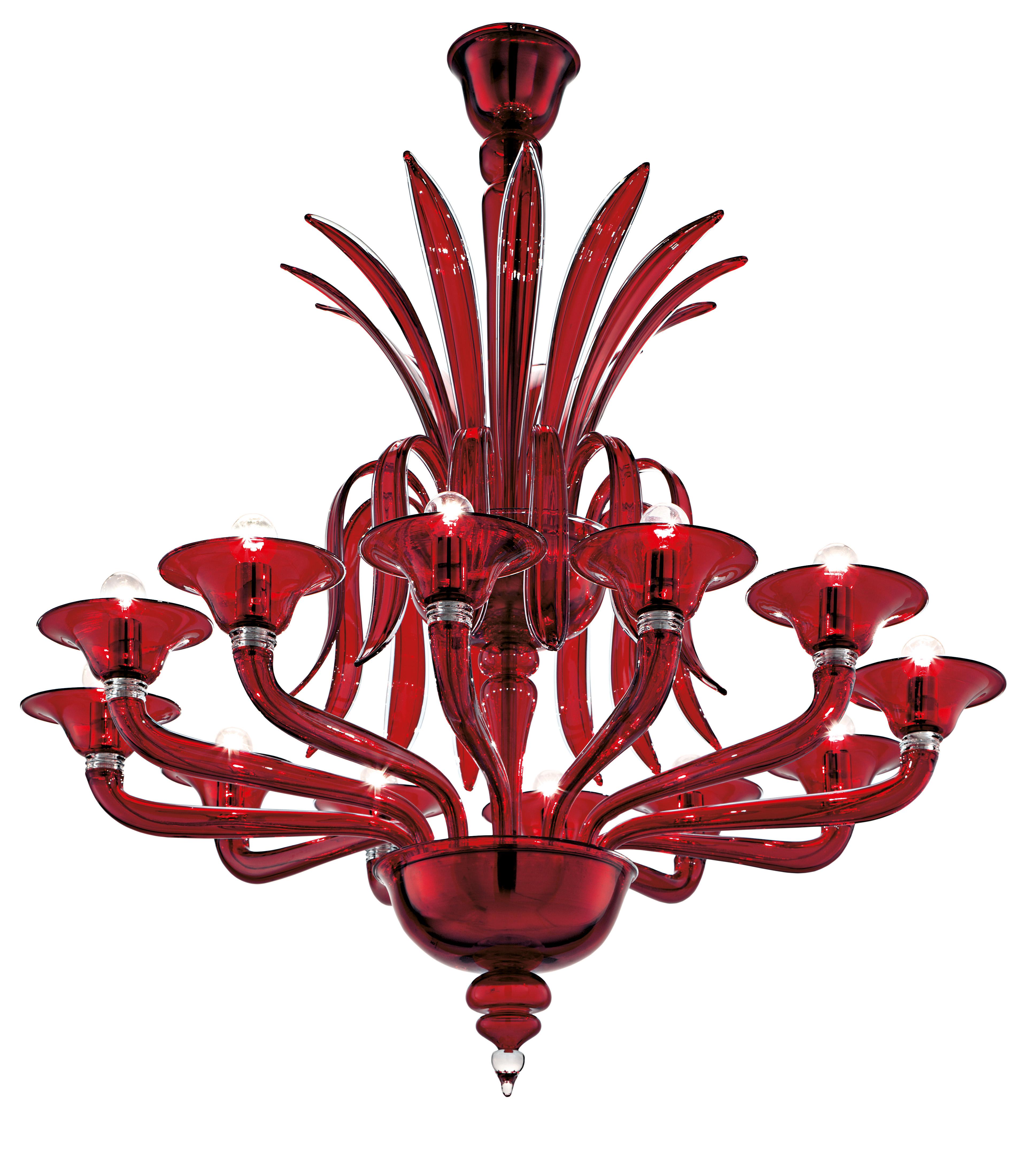 Red (Red_RR) Odile 5307 12 Chandelier in Glass, by Barovier&Toso