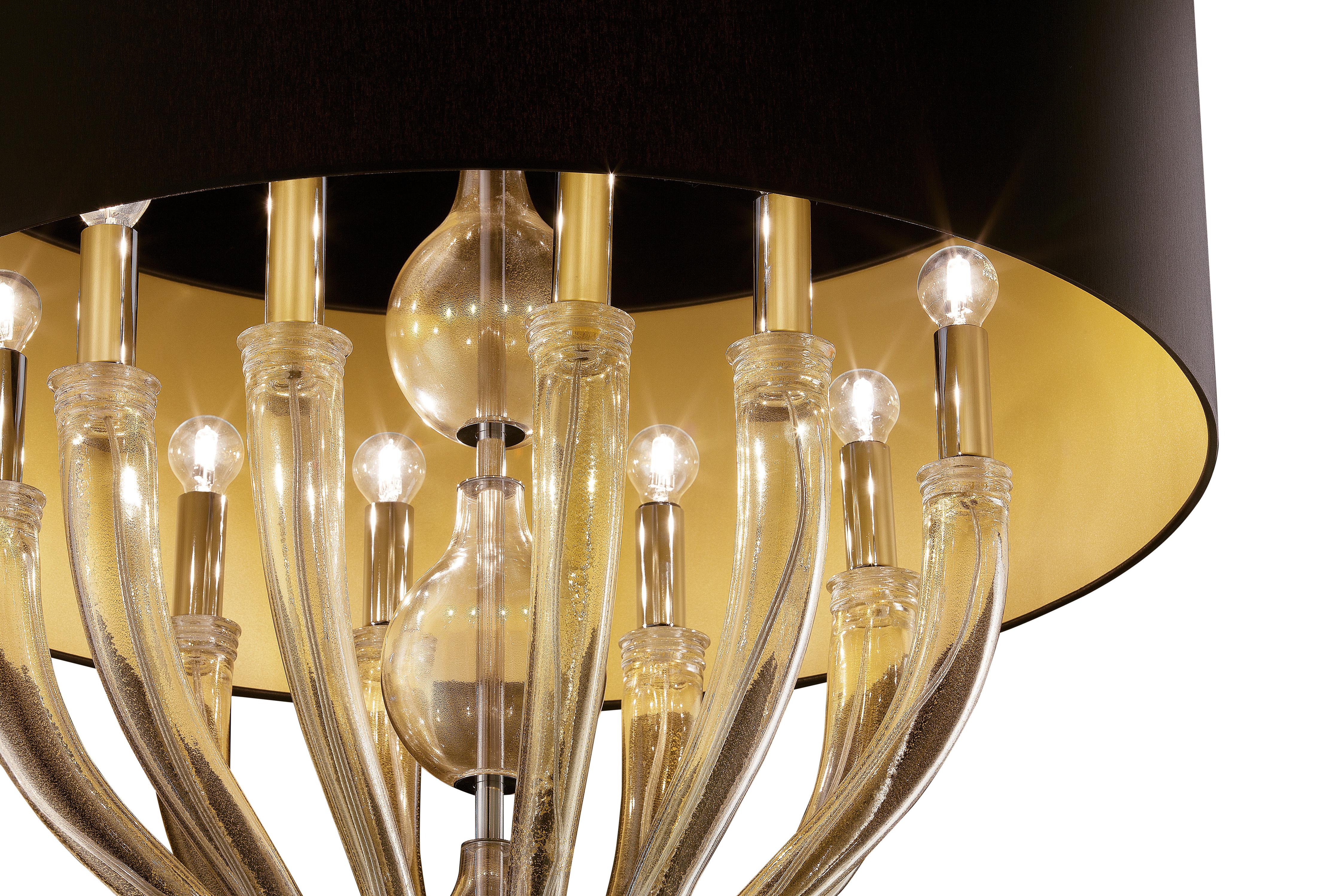 Gold (Gold_OO) Pandora 5675 10 Suspension Lamp in Glass with Black/Gold Shade, by Barovier&Toso 4