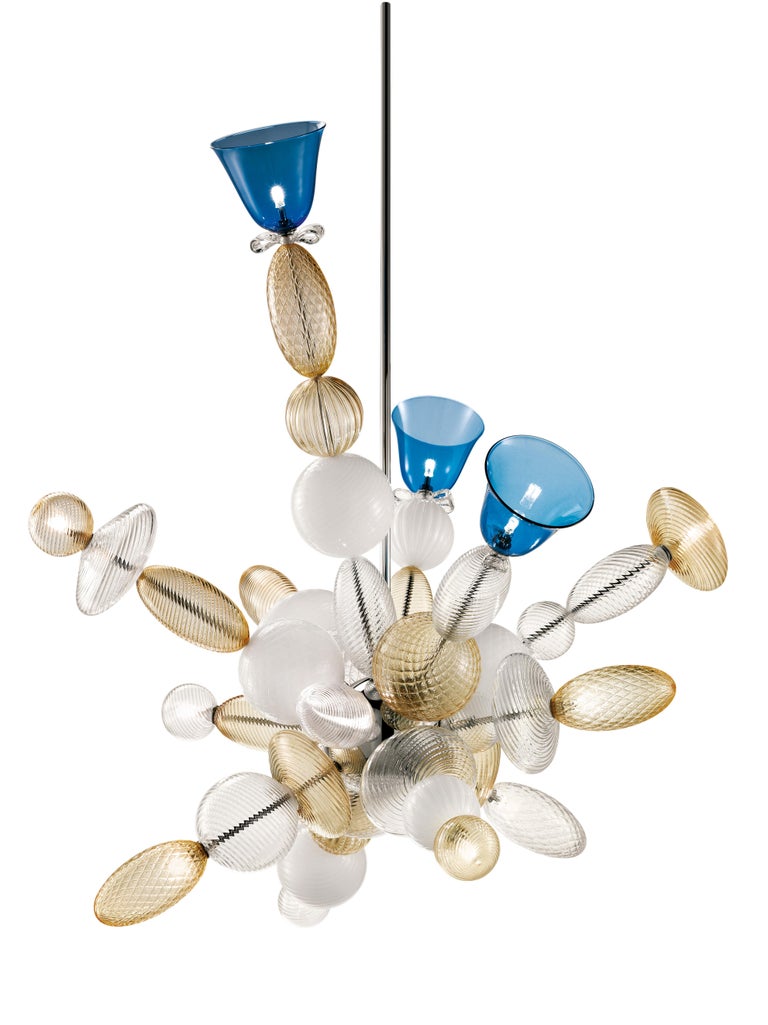 Multi (Crystal / White / Cognac / Bluastro_WR) Perseus 7265 Suspension Lamp in Glass, by Marcel Wanders 2