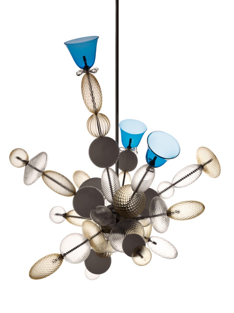 Multi (Crystal / White / Cognac / Bluastro_WR) Perseus 7265 Suspension Lamp in Glass, by Marcel Wanders 3
