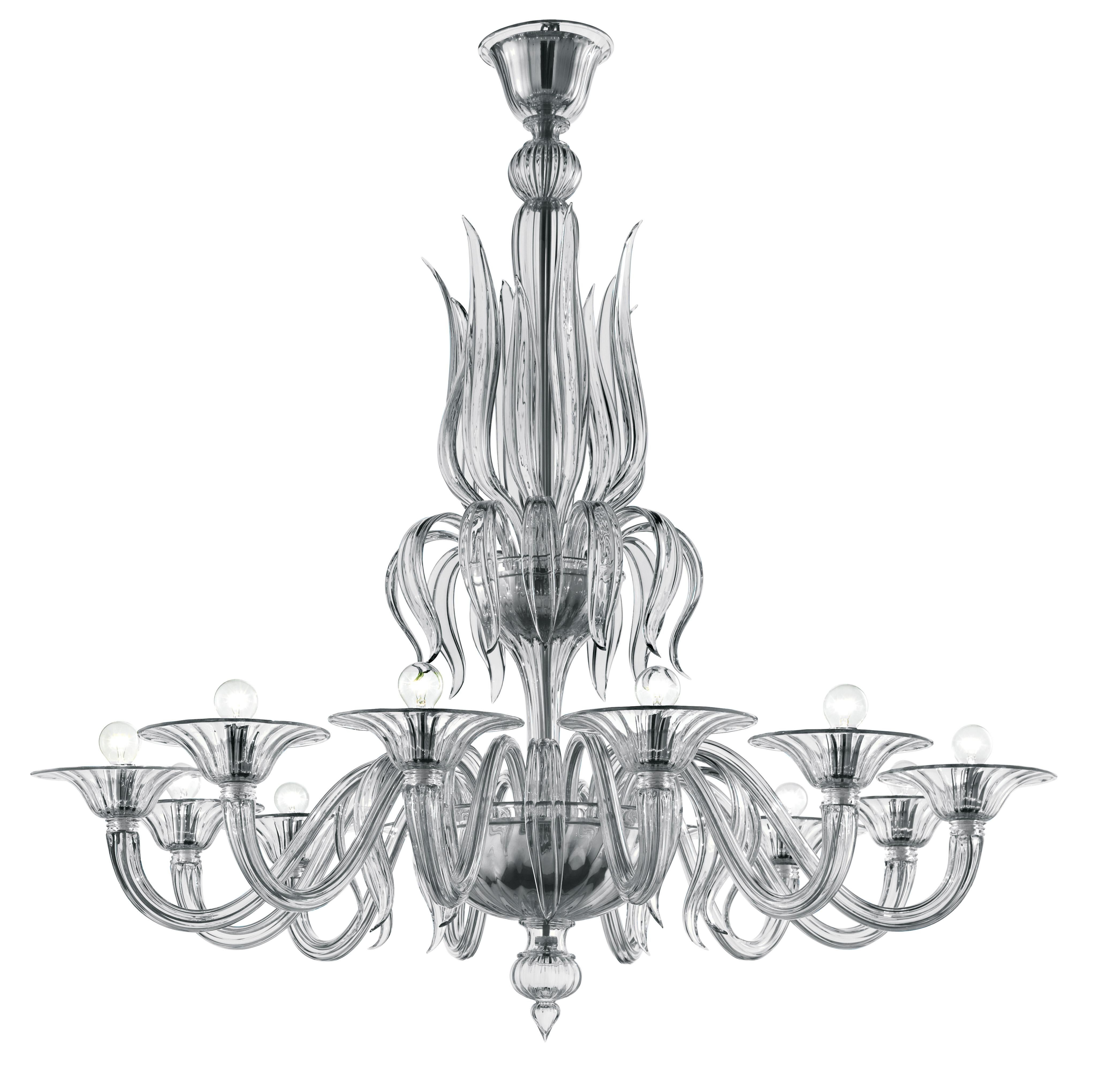 Gray (Grey_IC) Fauve 5306 12 Chandelier in Glass, by Barovier & Toso