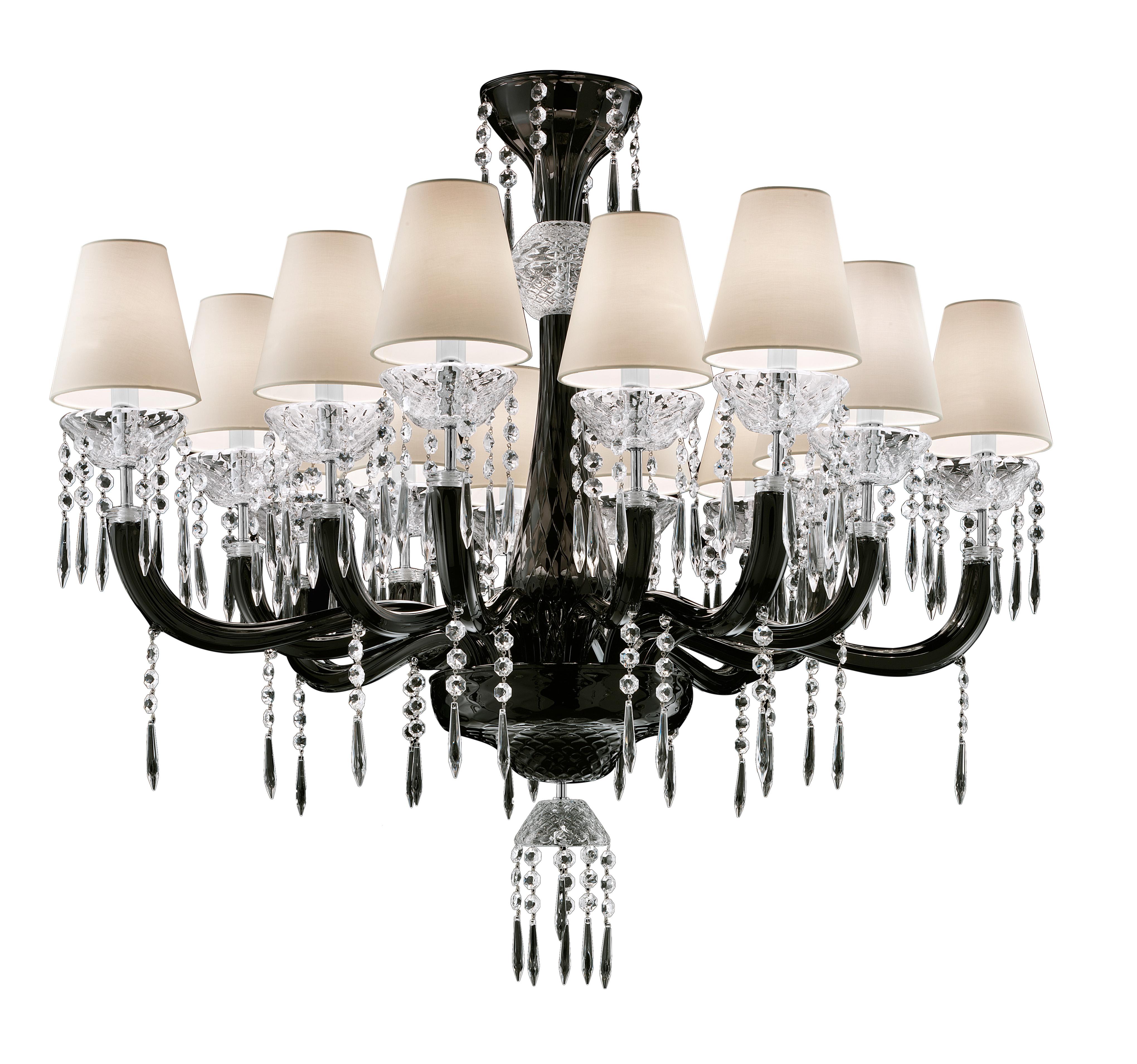 Black (Black_NN) President 5695 14 Chandelier in Glass with White Shade, by Barovier & Toso 2