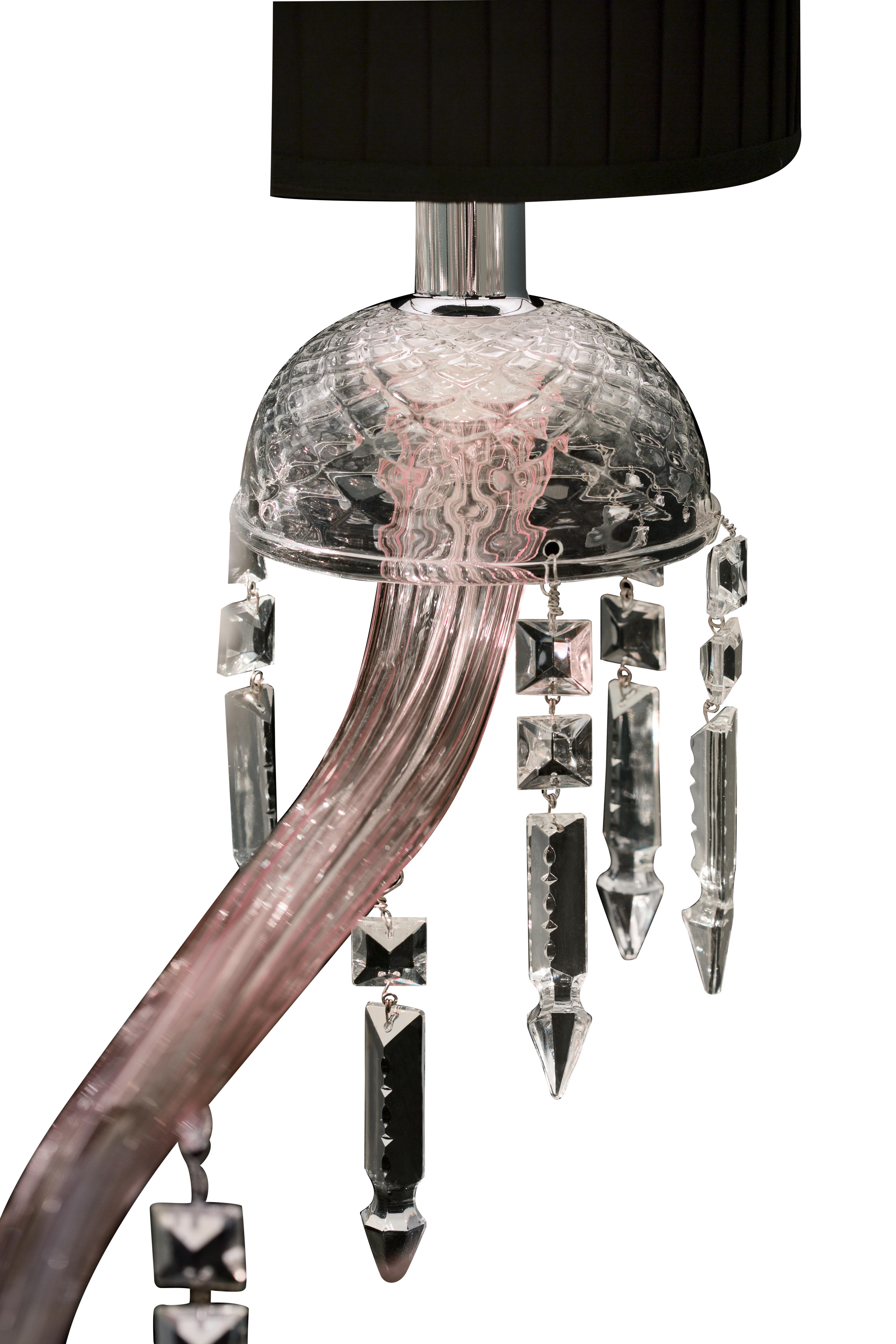 Pink (Light Pink_RS) Premiere Dame 5696 12 B Chandelier in Glass with Black Shade, by Barovier&Toso 2