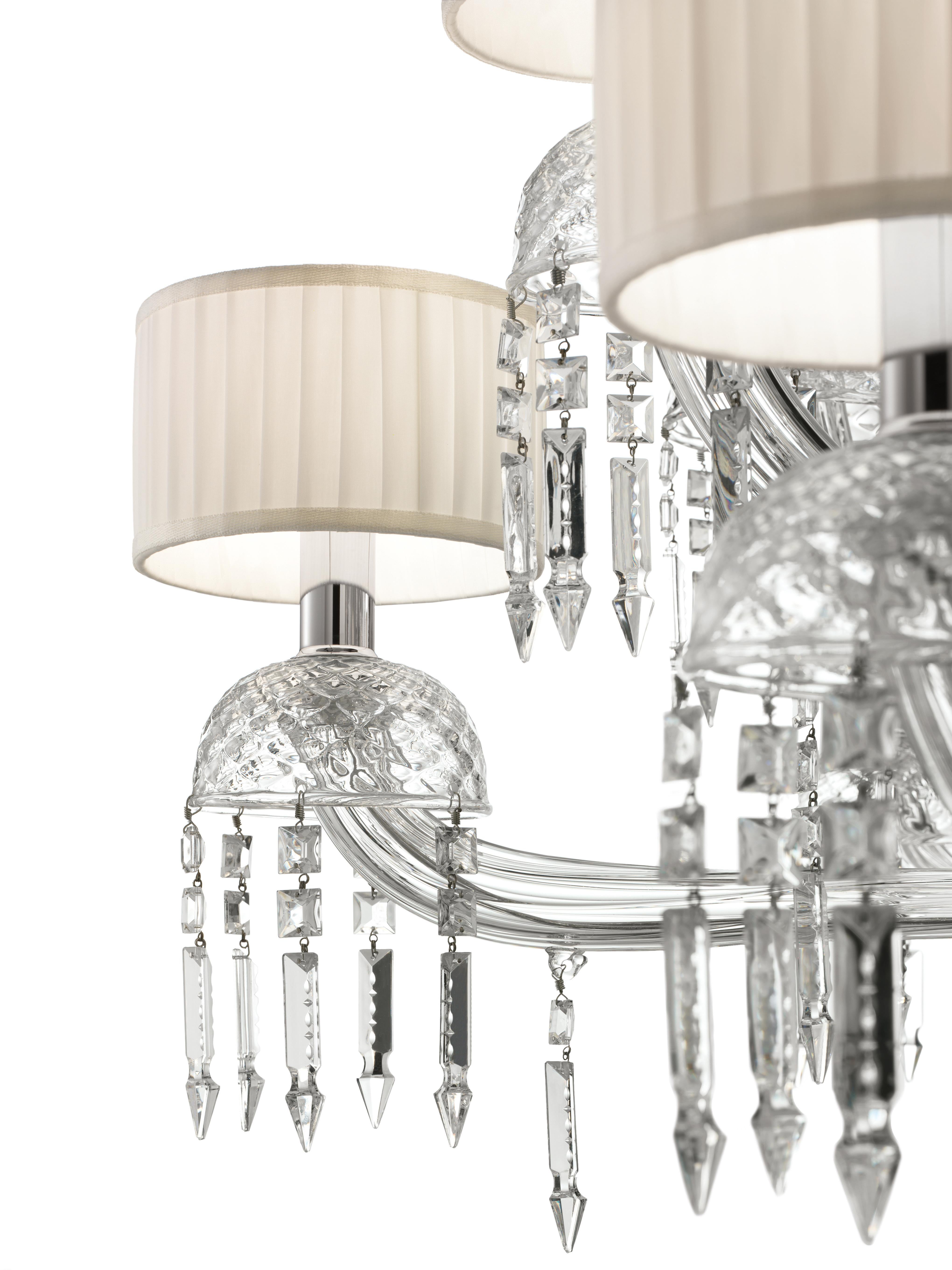 Clear (Crystal_CC) Premiere Dame 5696 16 Chandelier in Glass with White Shade, by Barovier&Toso 2