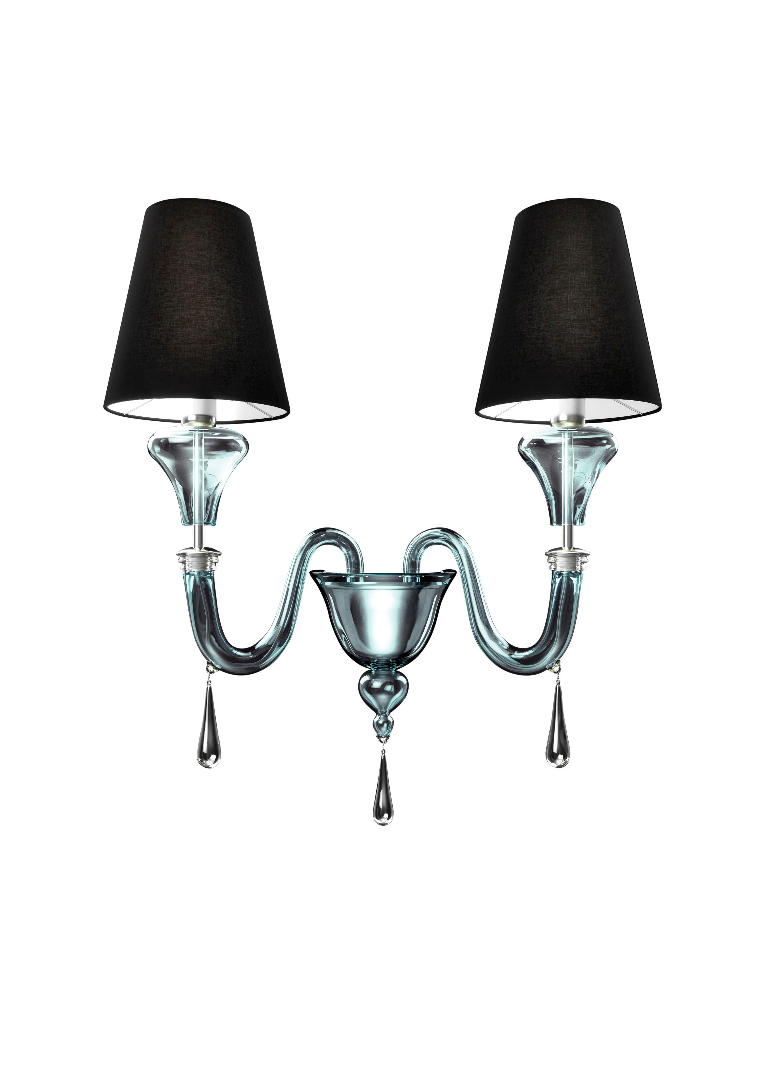 Blue (Aquamarine_AQ) Maryland 5587 02 Chandelier in Glass with Black Shade, by Barovier&Toso