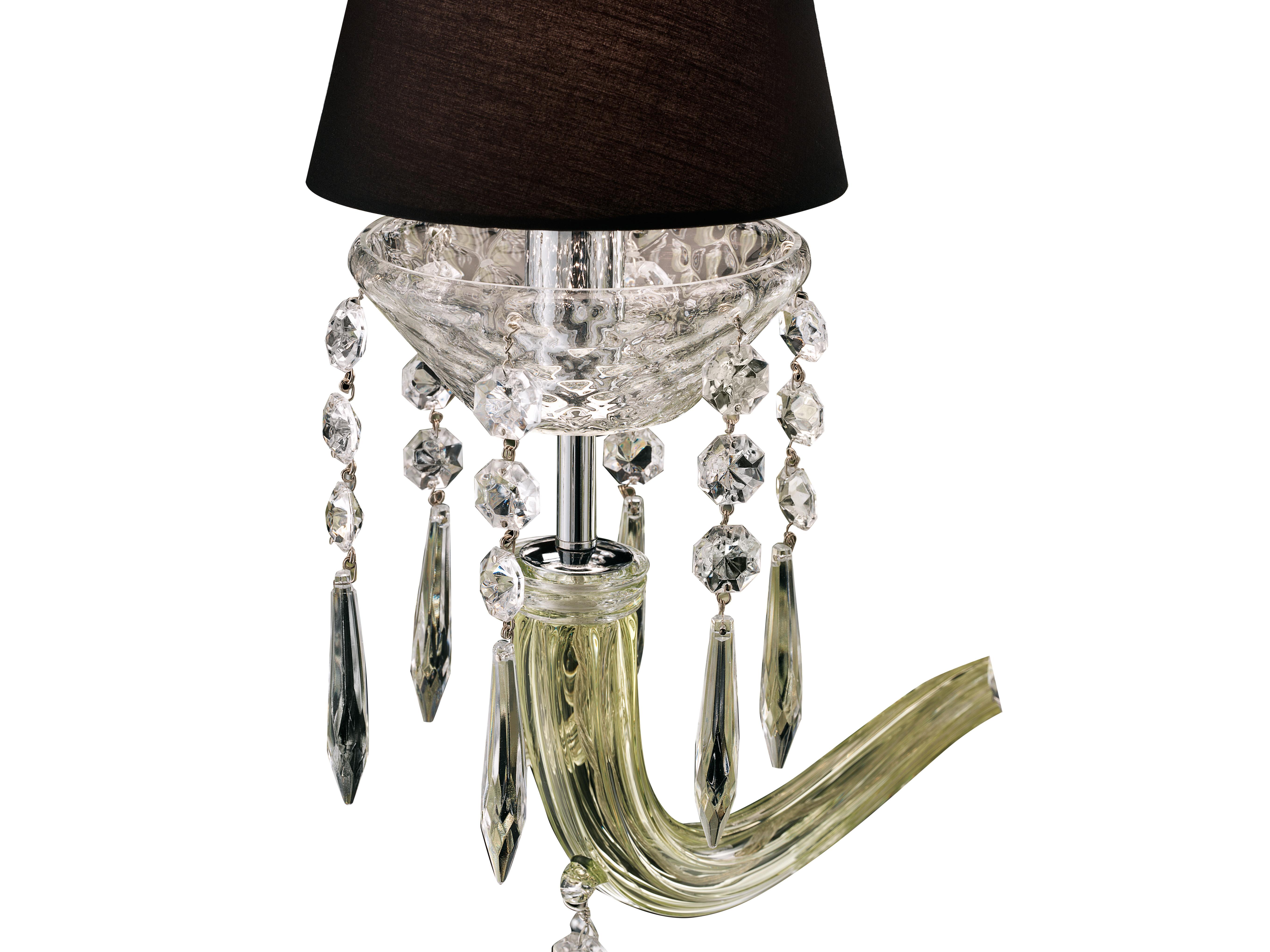 Green (Liquid Citron_EL) President 5695 14 Chandelier in Glass with Black Shade, by Barovier&Toso 3