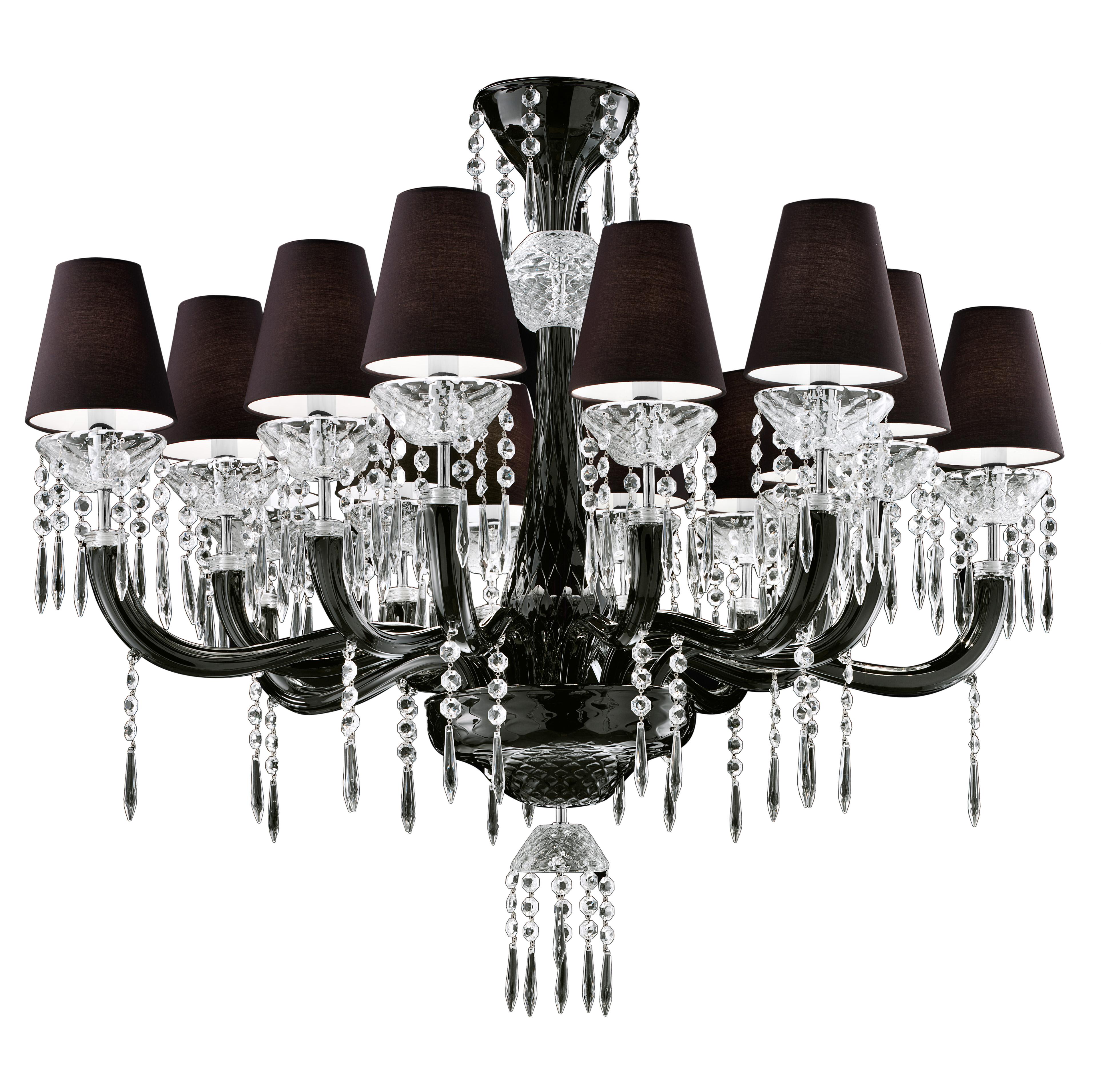 Black (Black_NN) President 5695 14 Chandelier in Glass with Black Shade, by Barovier&Toso