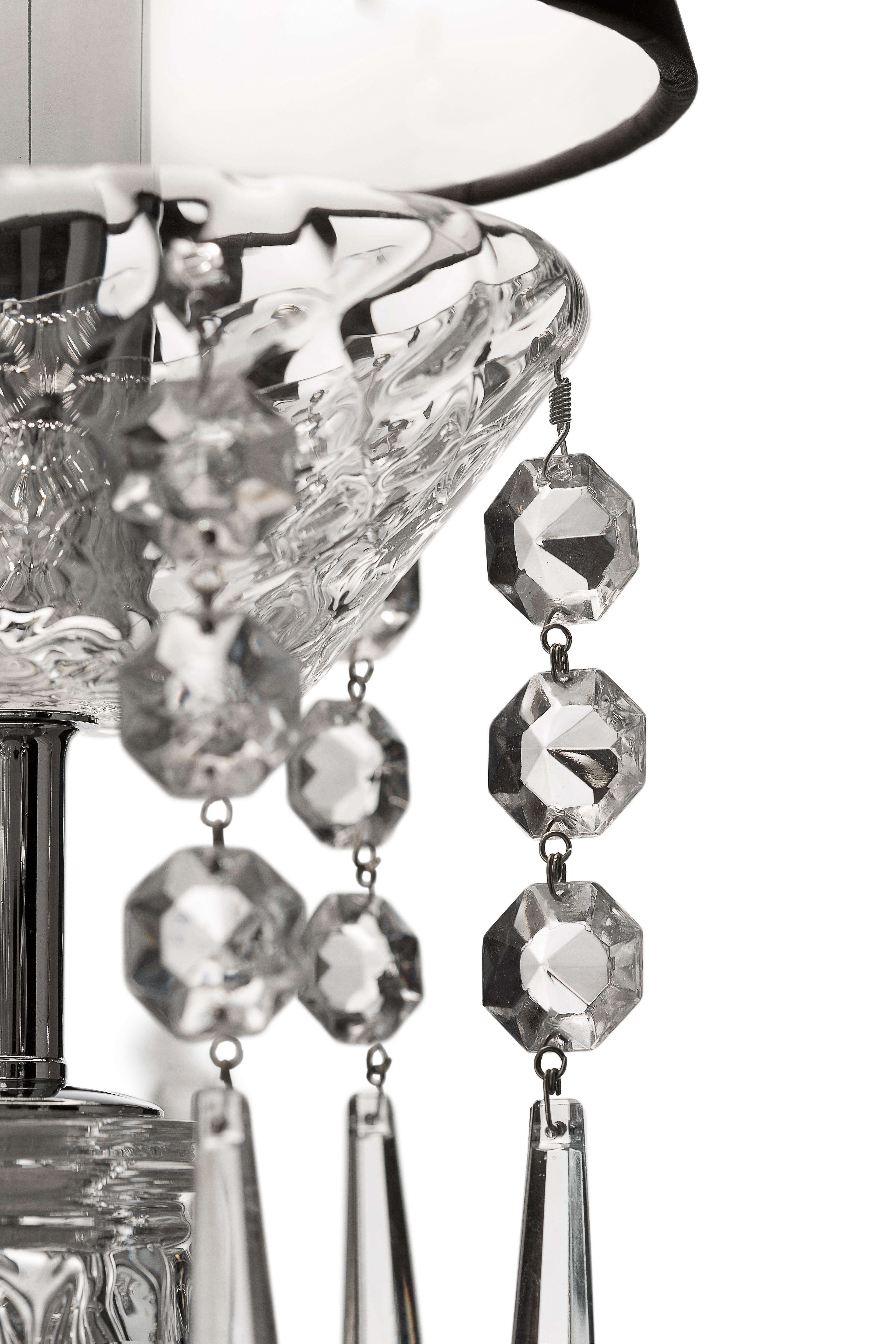 Clear (Crystal_CC) President 5695 24 Chandelier in Glass with Black Shade, by Barovier&Toso 2