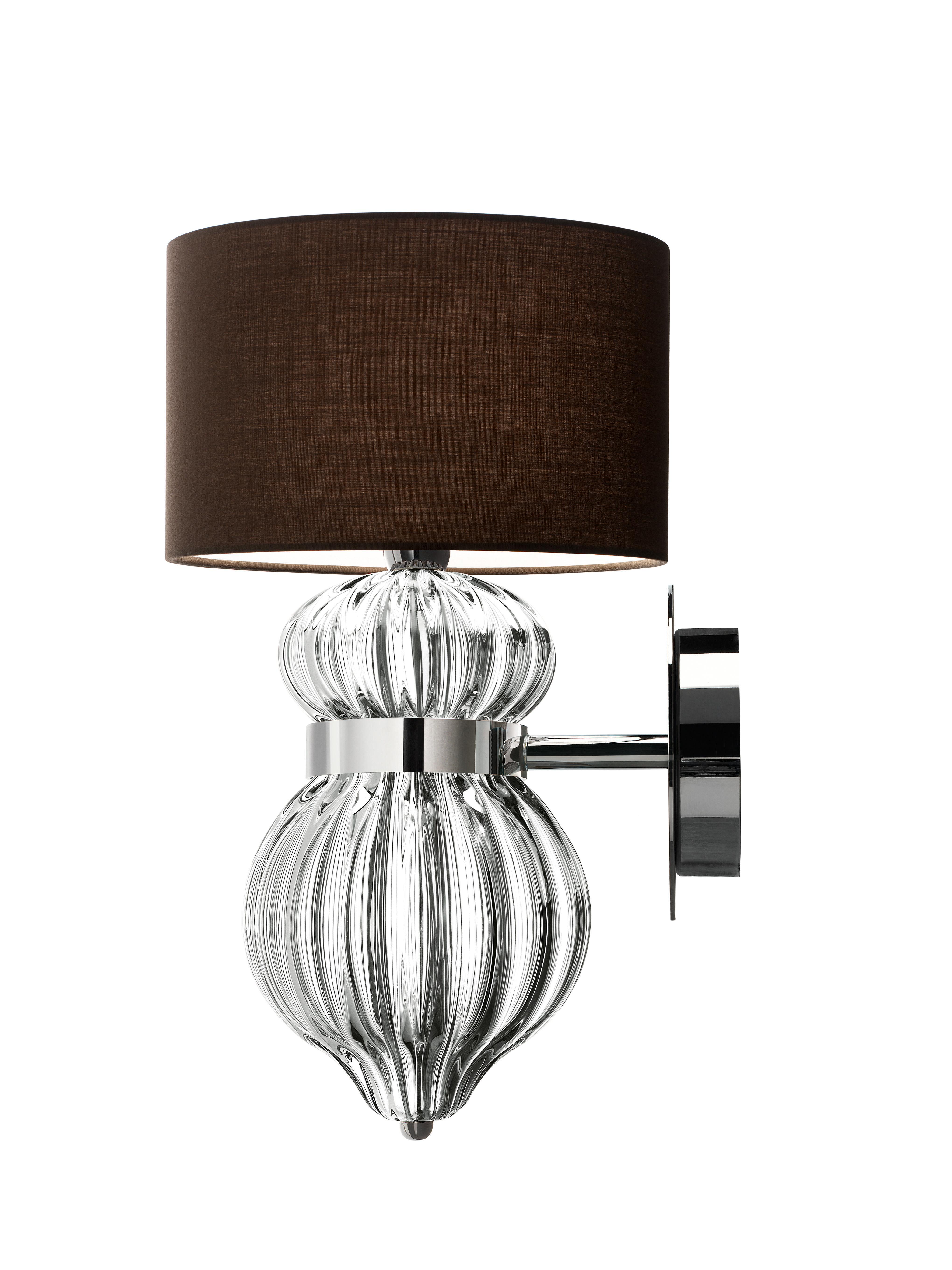 Clear (Crystal_CC) Medina 5683 Wall Sconce in Glass with Brown Shade by, Barovier&Toso