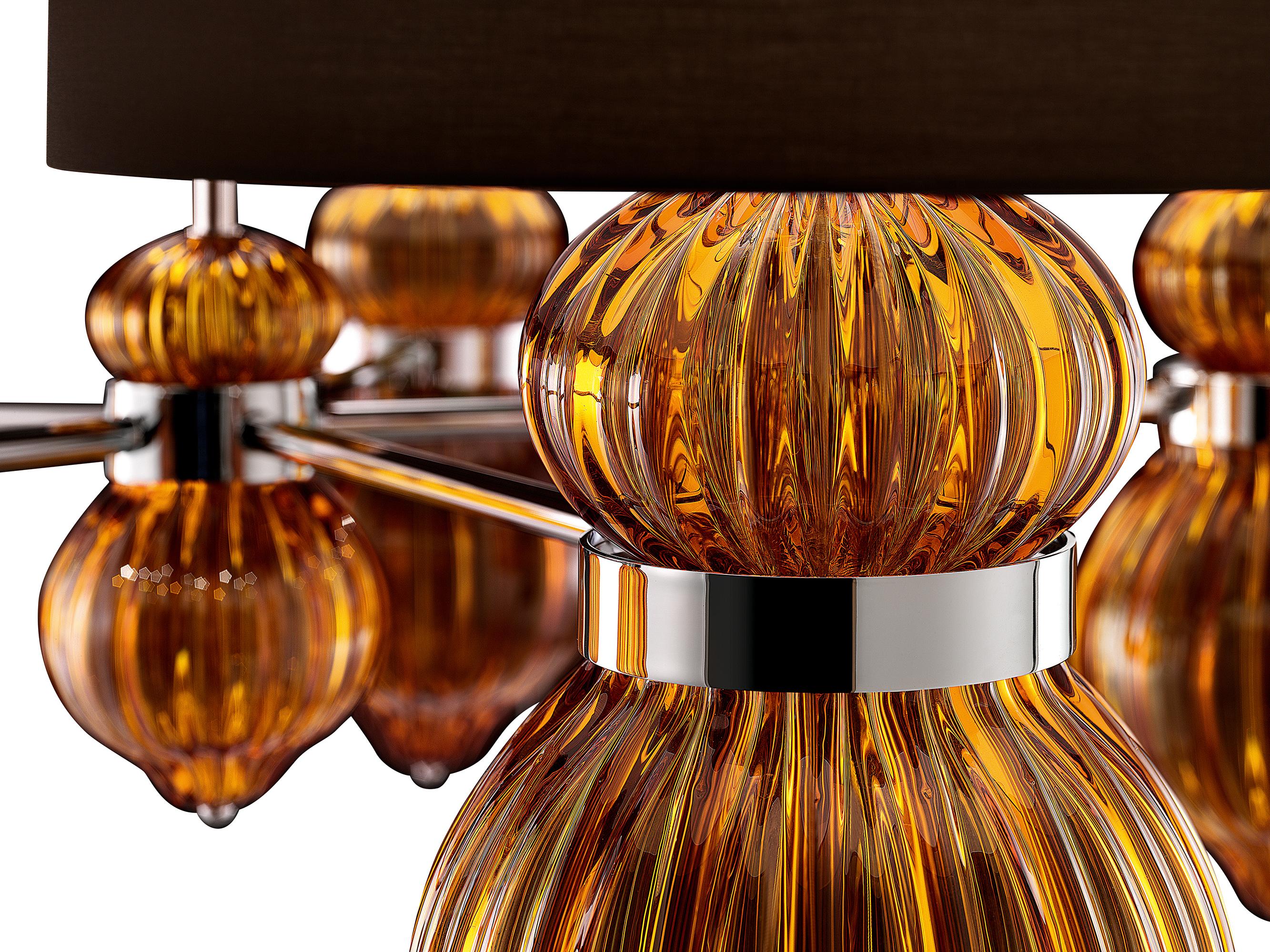 Orange (Caramel_CA) Medina 5684 05 Suspension Lamp in Glass with Brown Shade by, Barovier & Toso 2