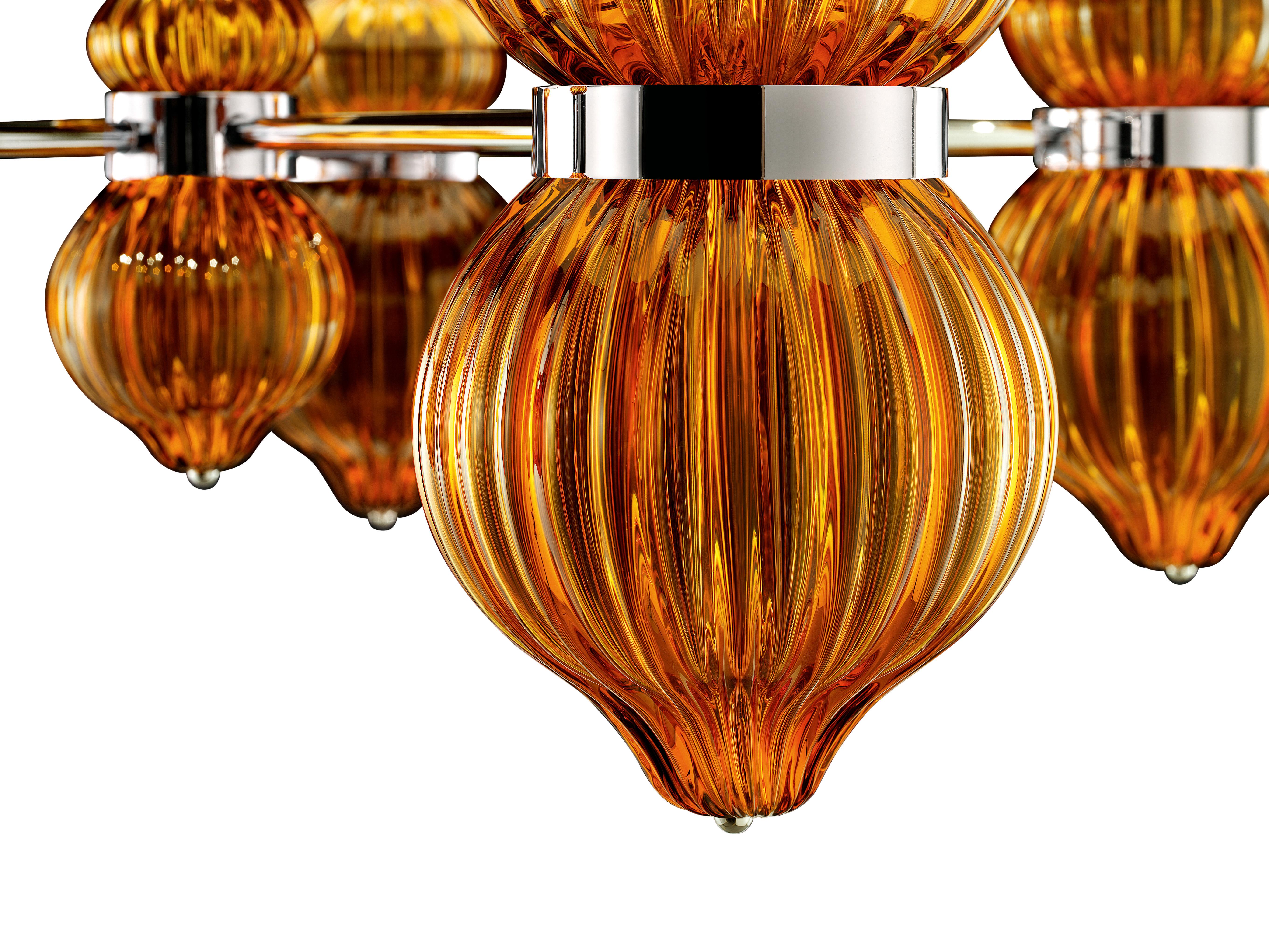Orange (Caramel_CA) Medina 5684 05 Suspension Lamp in Glass with Brown Shade by, Barovier & Toso 3