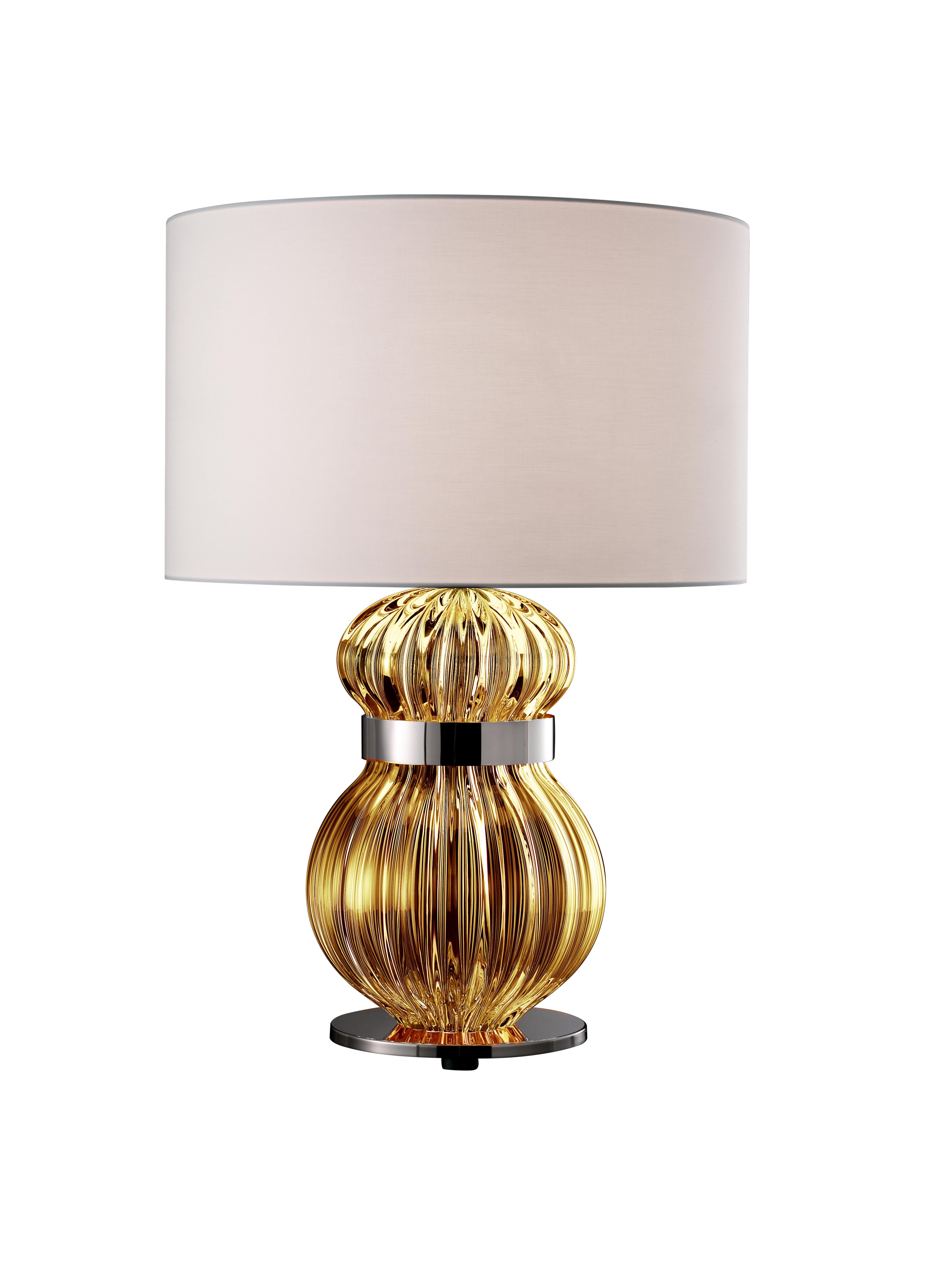 Orange (Caramel_CA) Medina 5686 Table Lamp in Glass with White Shade by, Barovier&Toso