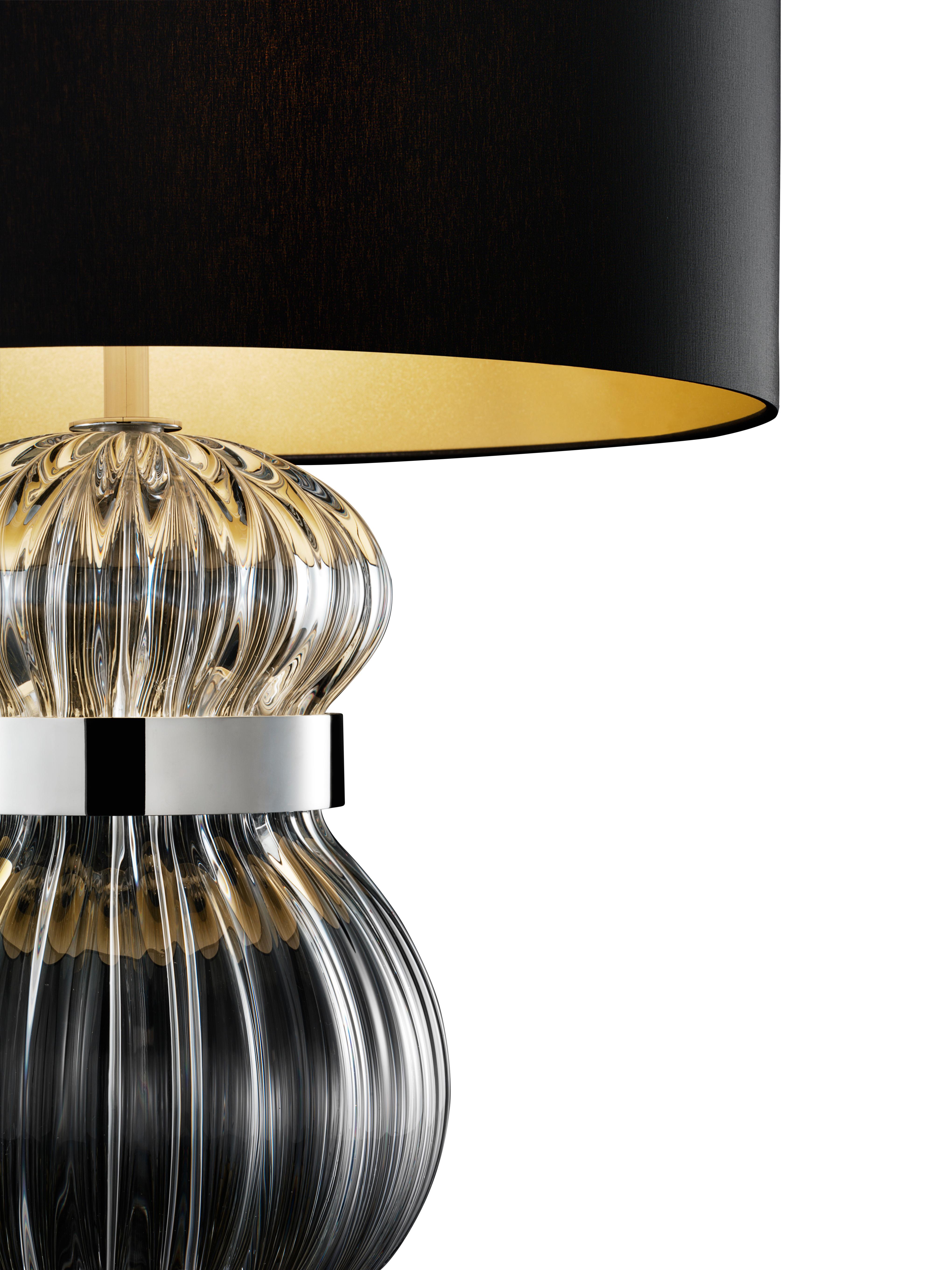 Clear (Crystal_CC) Medina 5686 Table Lamp in Glass with Black/Gold Shade by, Barovier&Toso 3