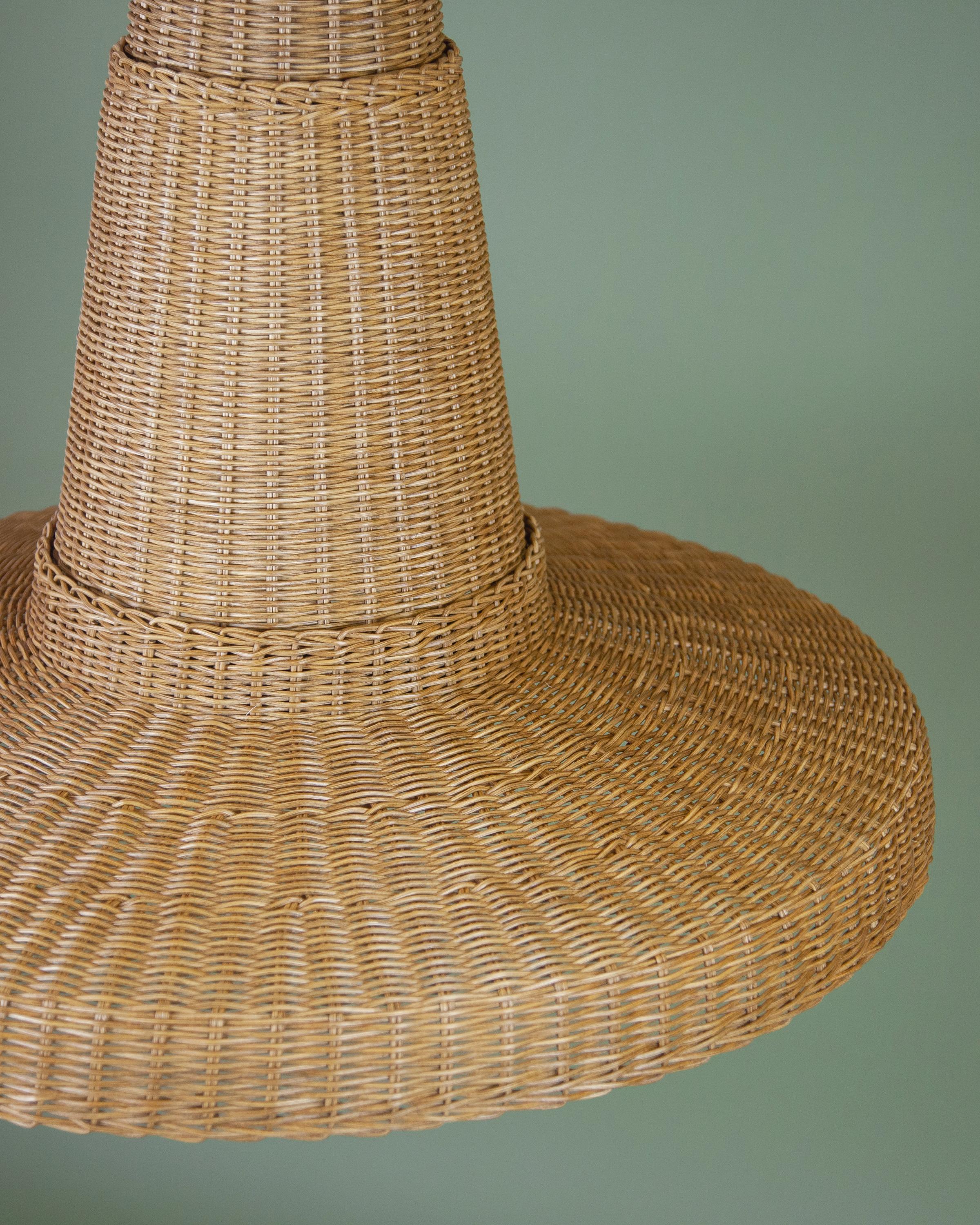Beige (Miele) Bottega Intreccio Cocolla Pendant in Bamboo Wicker, by Maurizio Bernabei 3