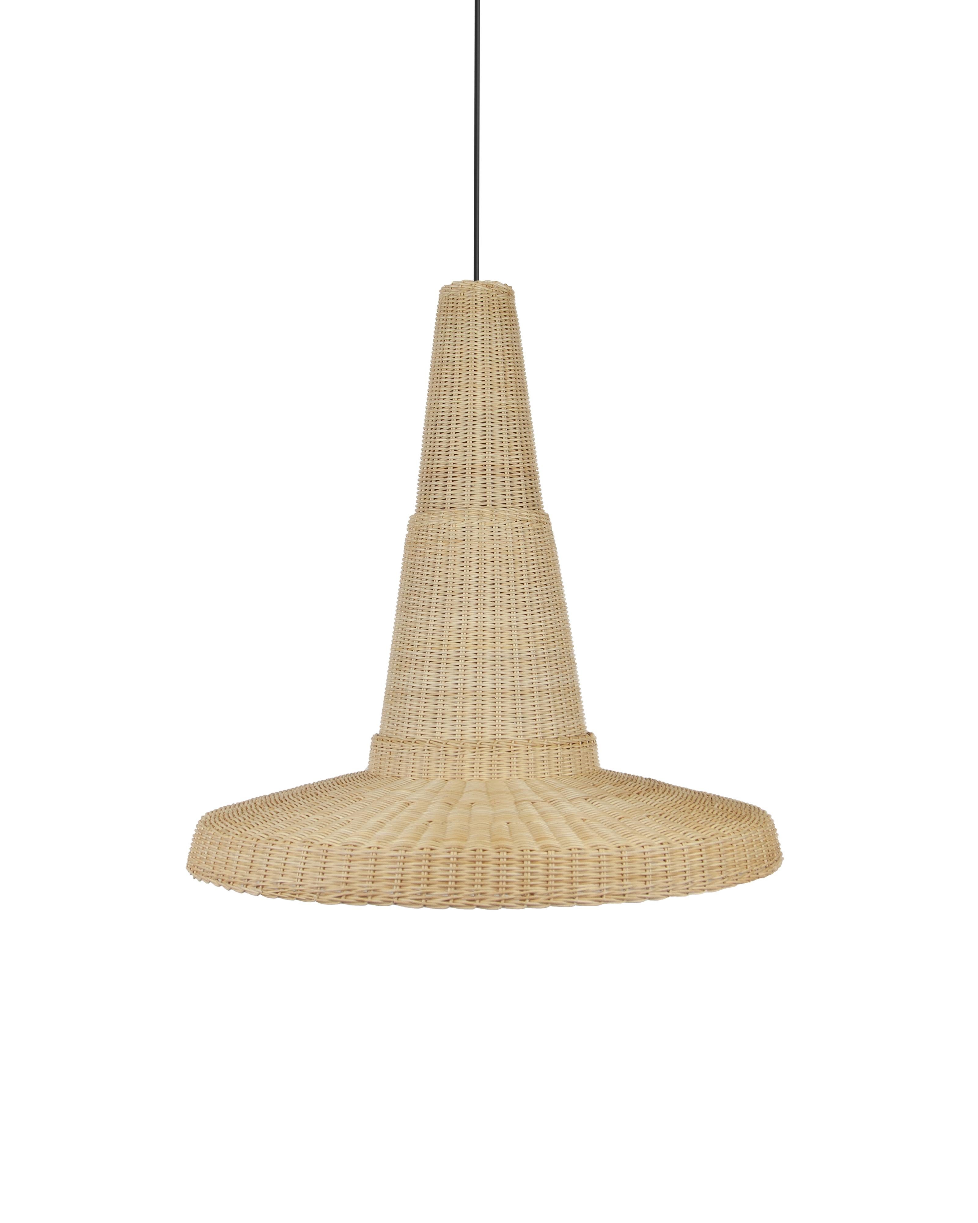 Beige (Natural) Bottega Intreccio Cocolla Pendant in Bamboo Wicker, by Maurizio Bernabei