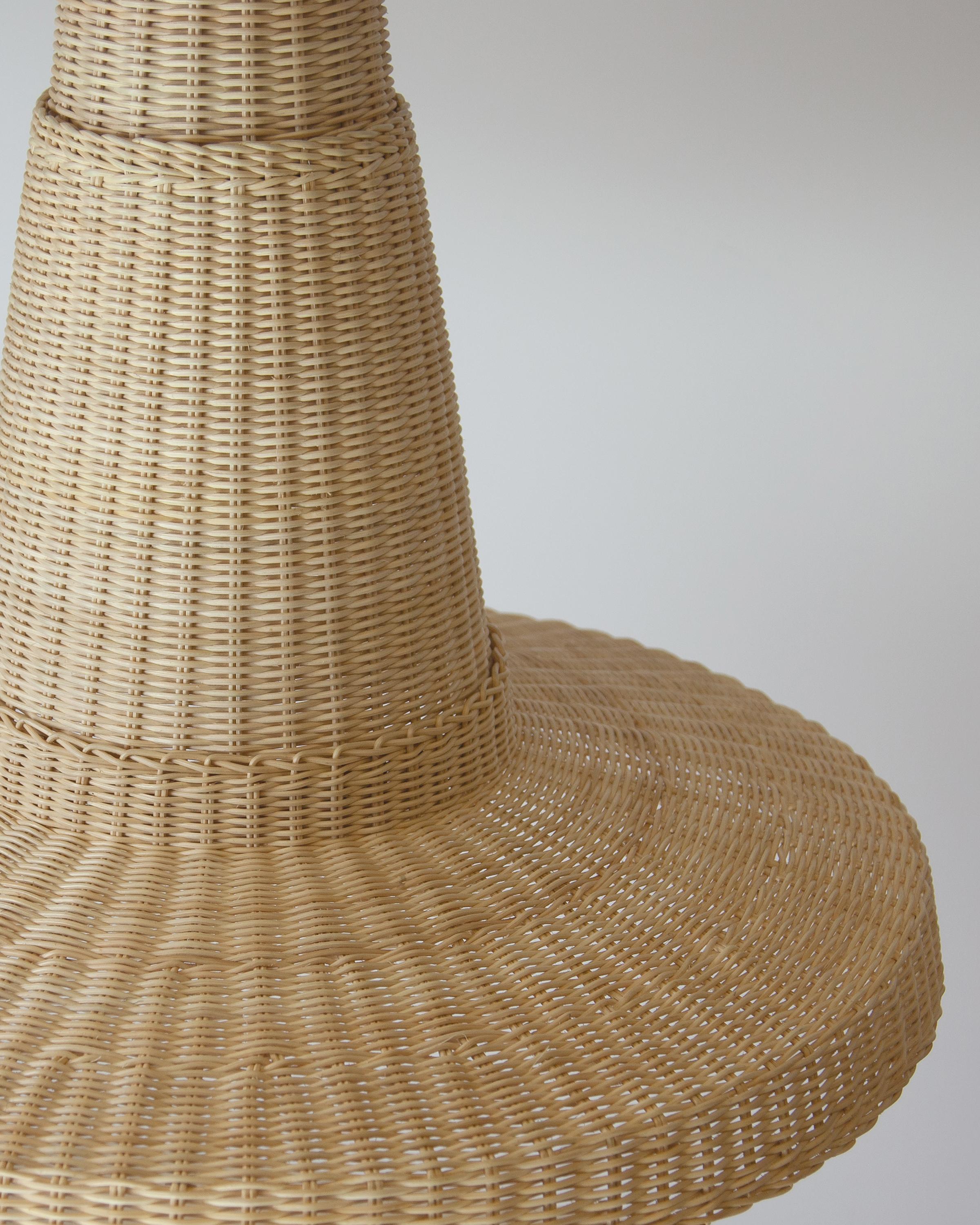 Beige (Natural) Bottega Intreccio Cocolla Pendant in Bamboo Wicker, by Maurizio Bernabei 4