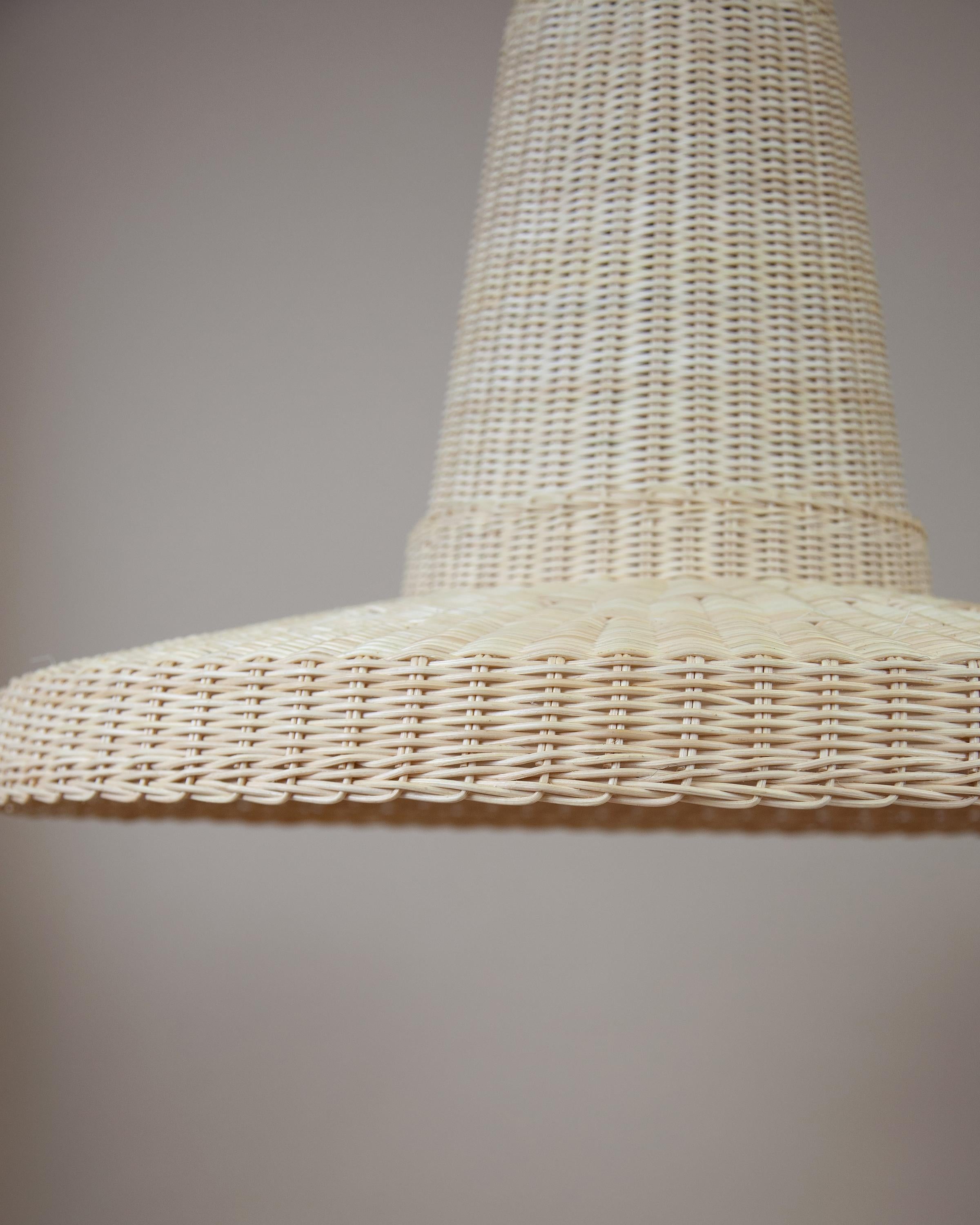 Beige (Natural) Bottega Intreccio Cocolla Pendant in Bamboo Wicker, by Maurizio Bernabei 5