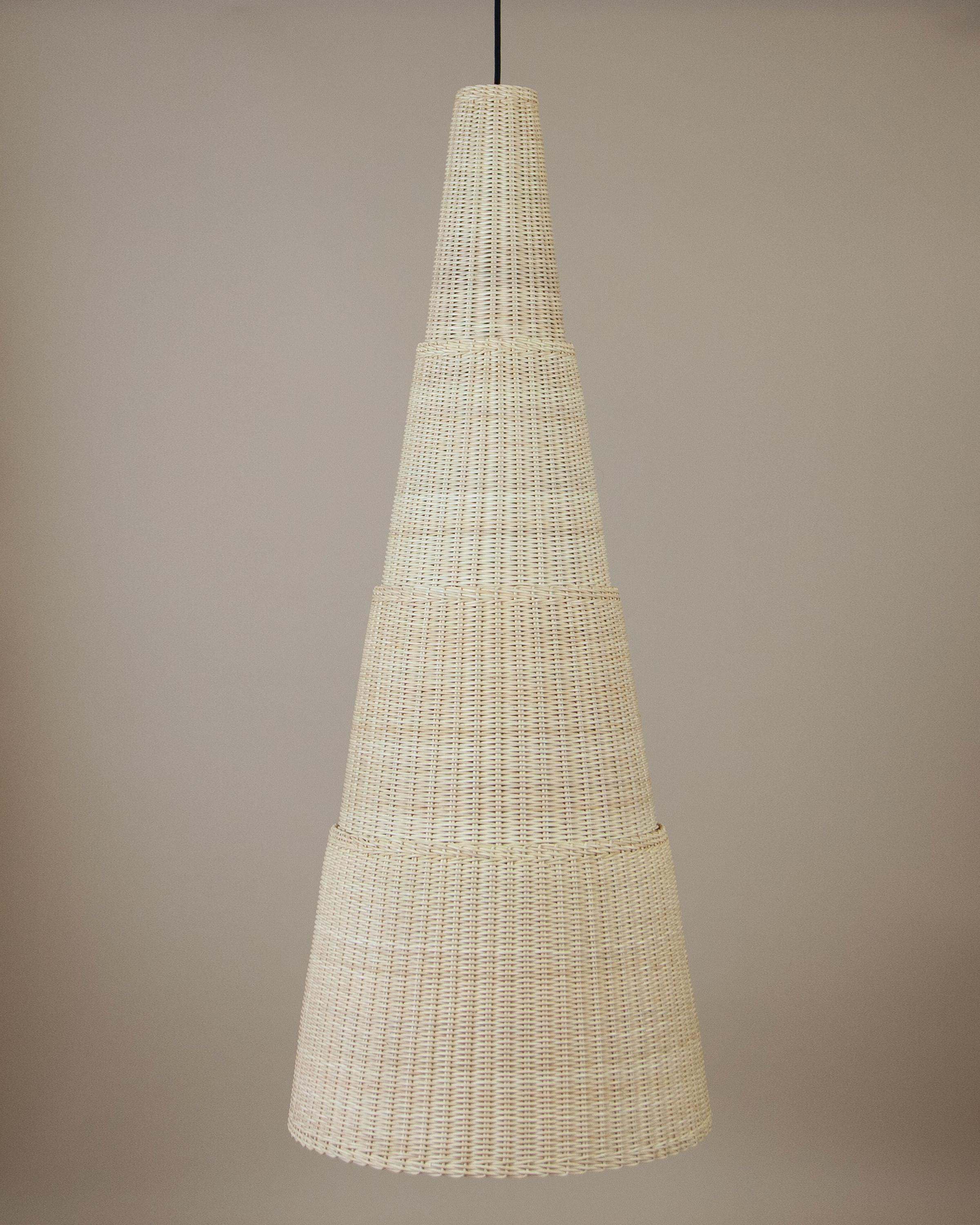 Beige (Natural) Bottega Intreccio Seia 140 Pendant in Bamboo Wicker, by Maurizio Bernabei 2