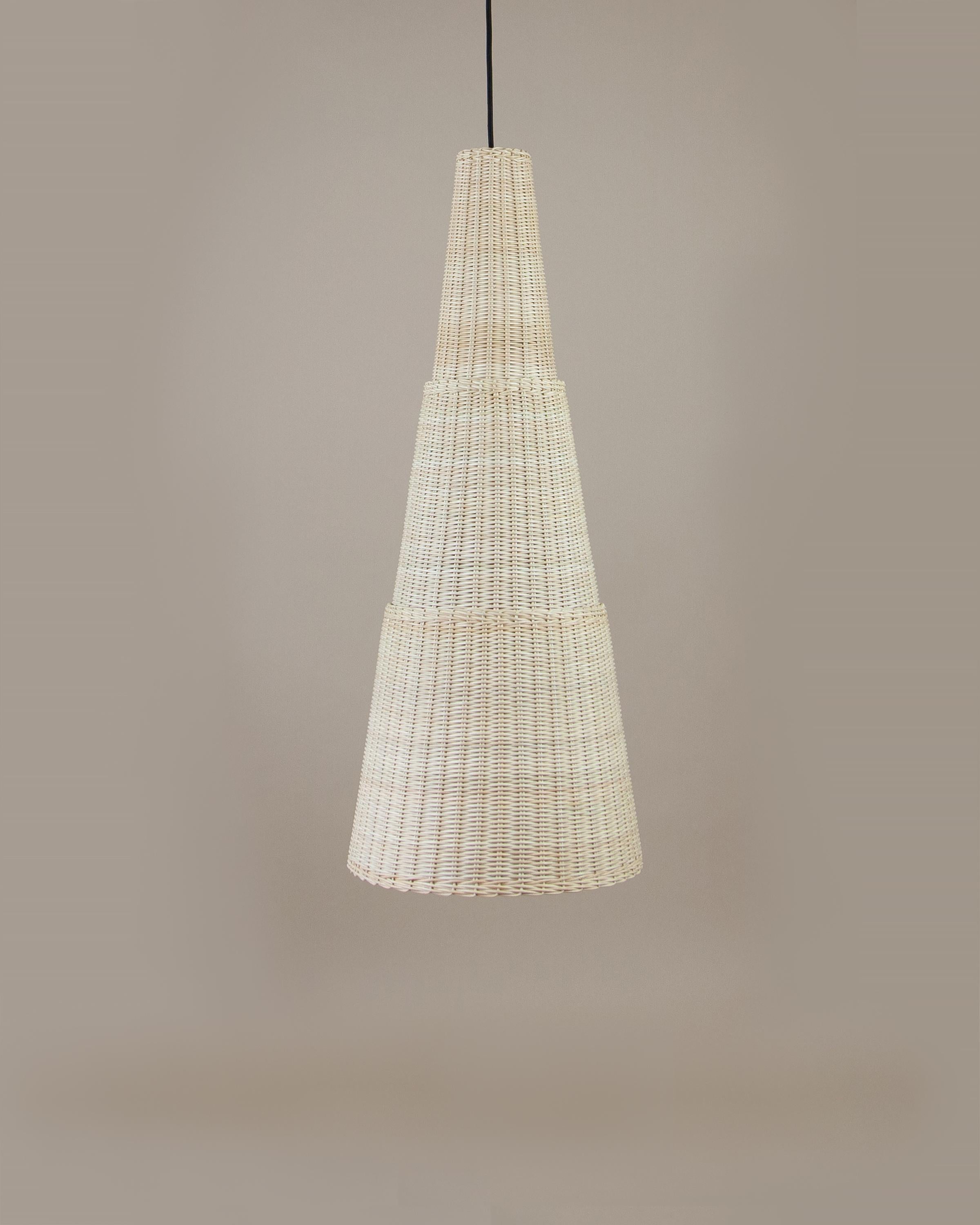 Beige (Natural) Bottega Intreccio Seia 98 Pendant in Bamboo Wicker, by Maurizio Bernabei 2