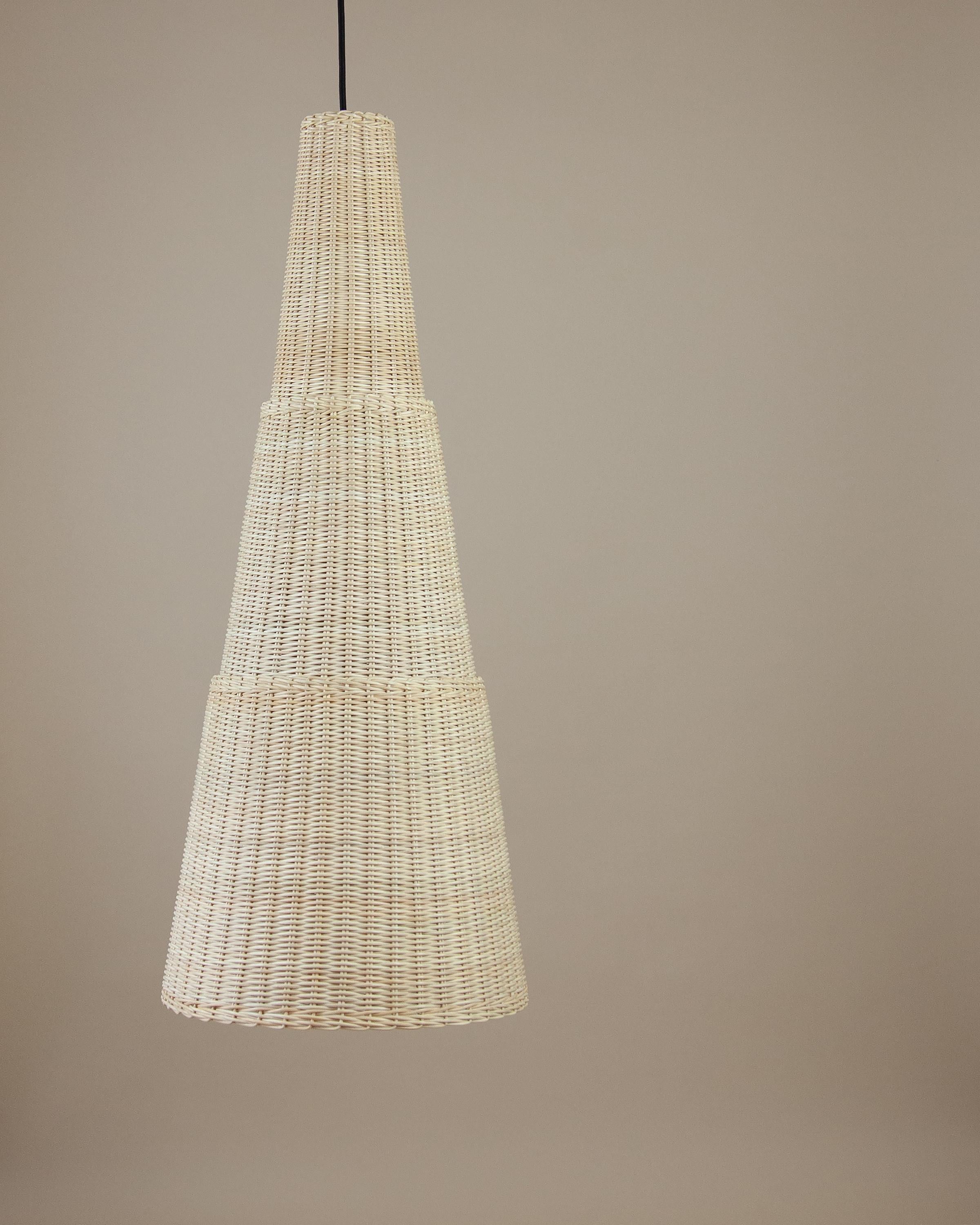 Beige (Natural) Bottega Intreccio Seia 98 Pendant in Bamboo Wicker, by Maurizio Bernabei 3