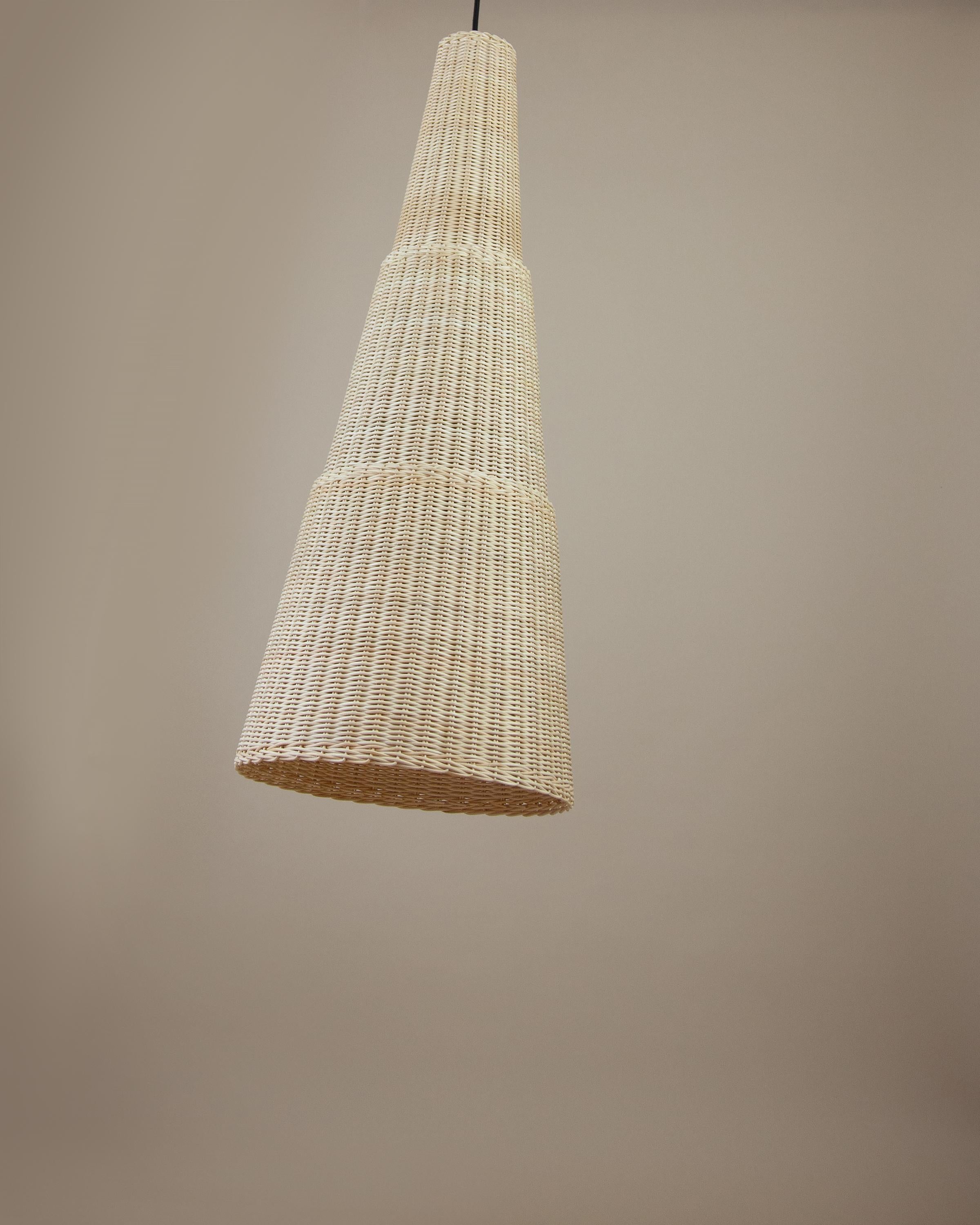 Beige (Natural) Bottega Intreccio Seia 98 Pendant in Bamboo Wicker, by Maurizio Bernabei 4