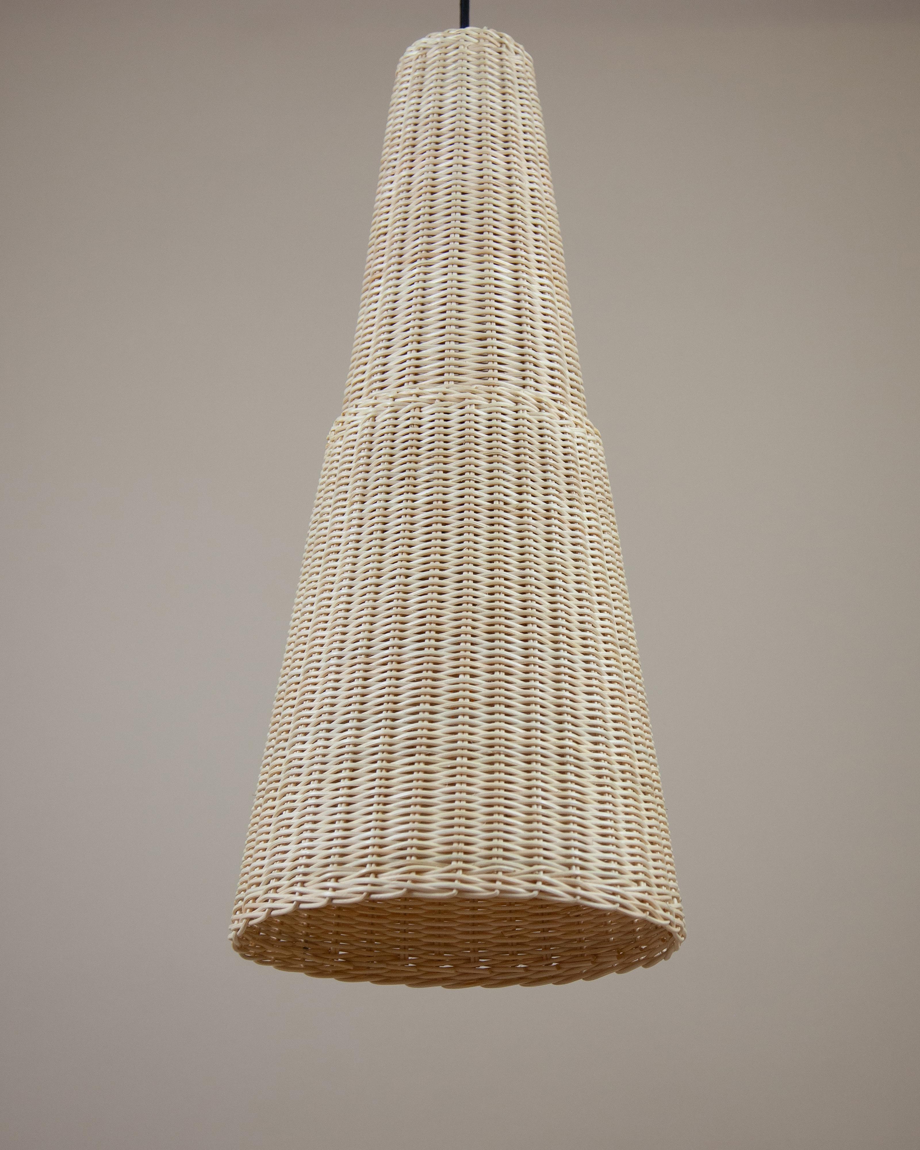 Beige (Natural) Bottega Intreccio Seia 66 Pendant in Bamboo Wicker, by Maurizio Bernabei 3