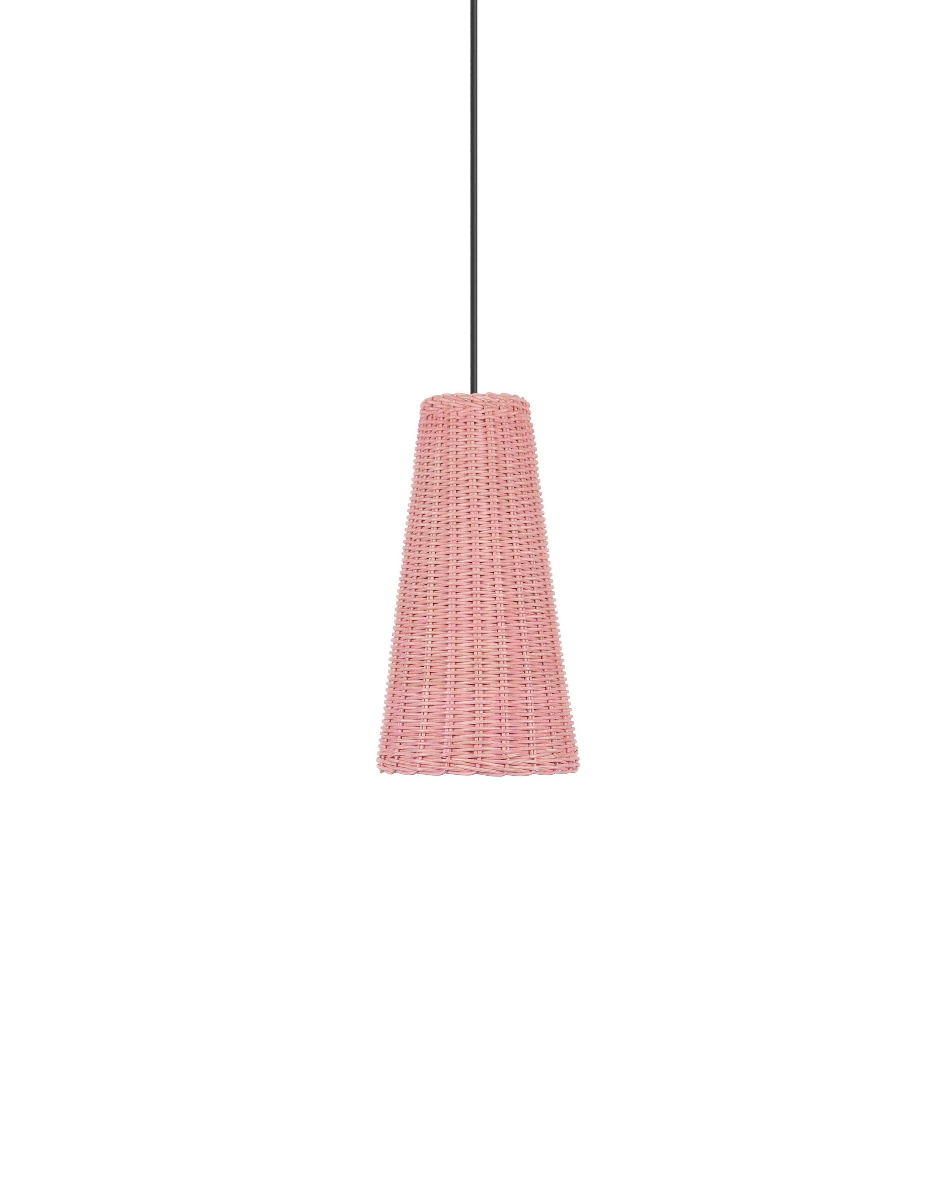 Pink (Rosa) Bottega Intreccio Seia 35 Pendant in Bamboo Wicker, by Maurizio Bernabei