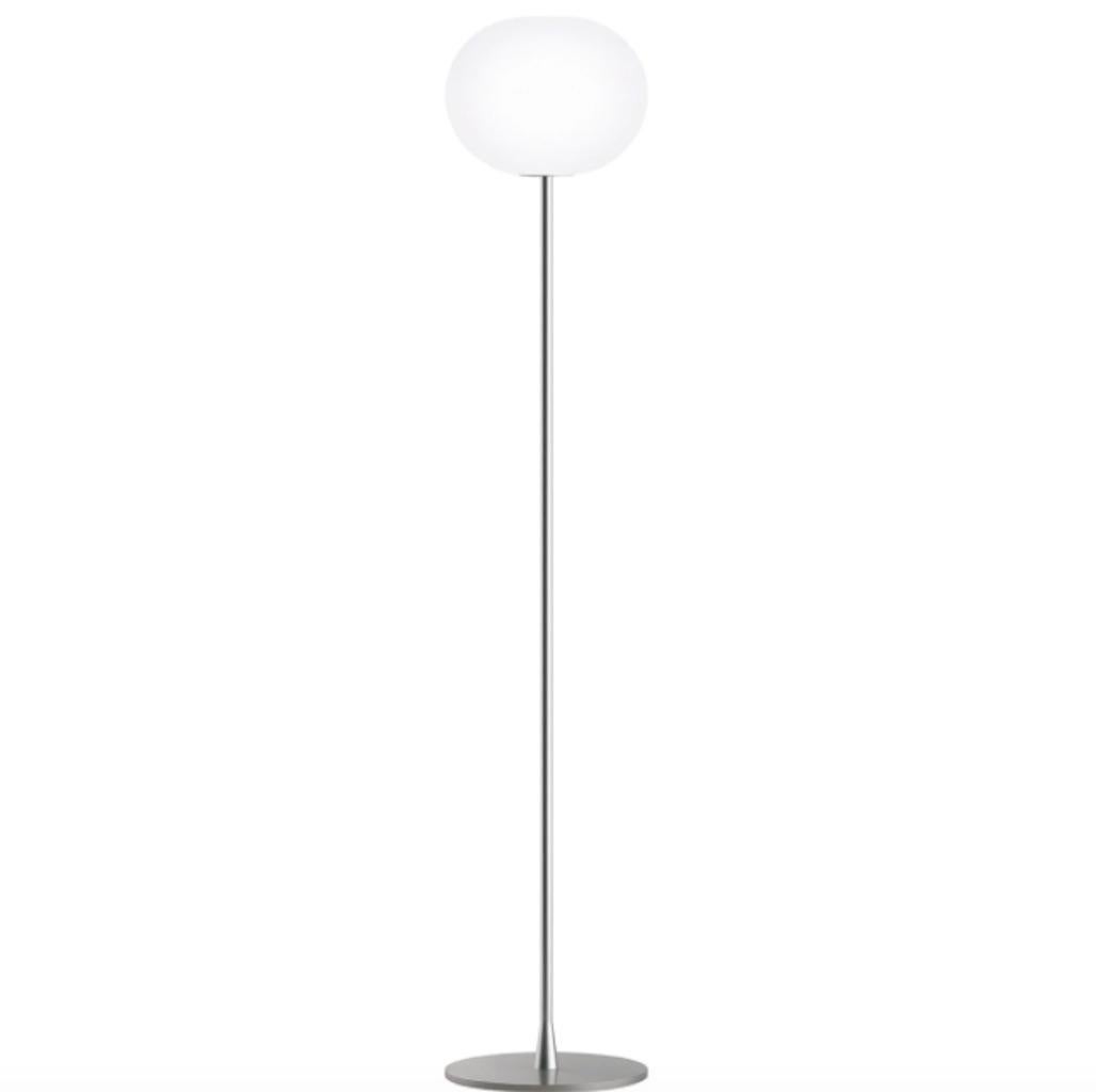 For Sale: Silver Flos Medium Glo Ball F2 Floor Lamp in Glass and Steel, by Jasper Morrison